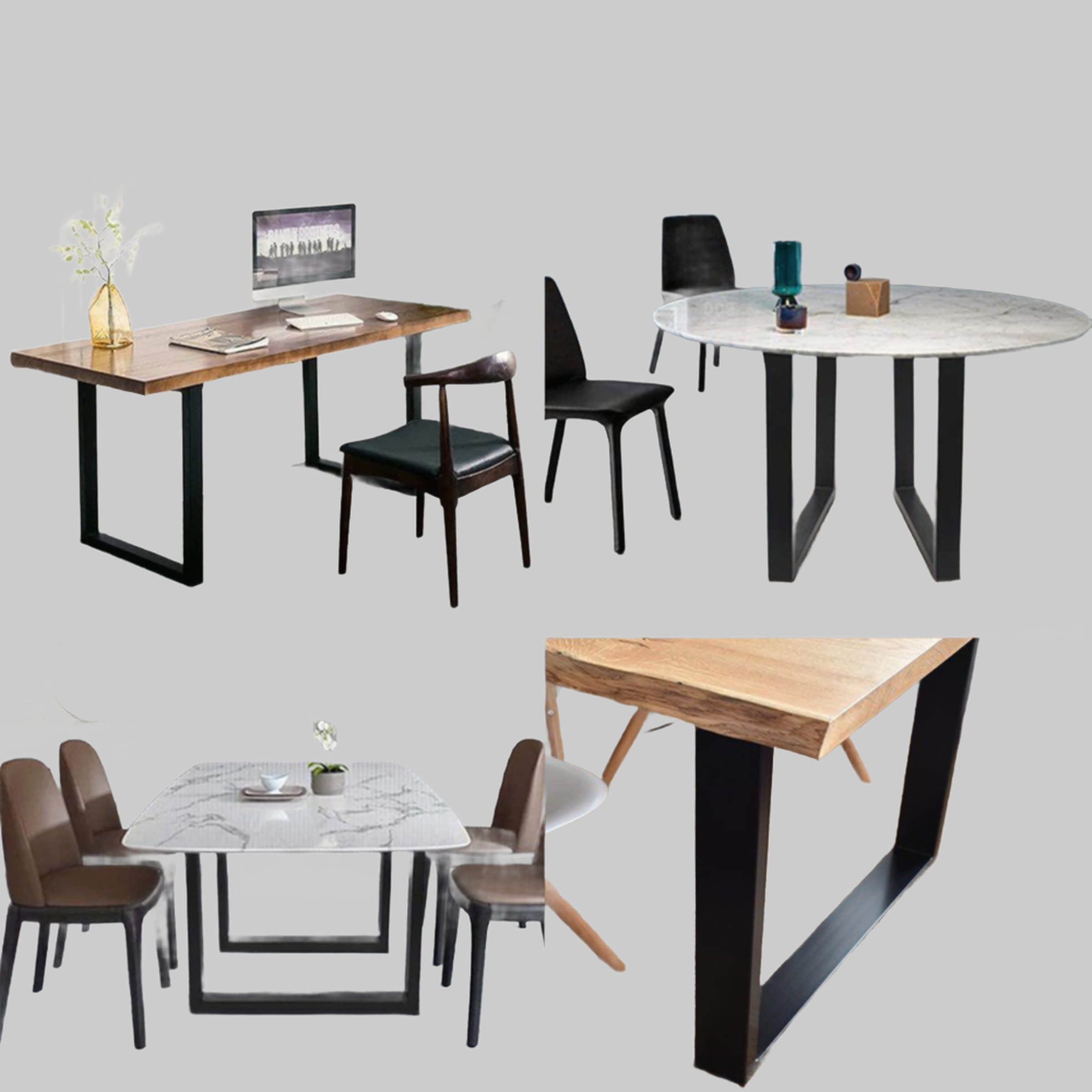 Melko Tischbeine Melko Tischbein-Set (2er) | Hairpin Tischfüße aus Stahl | Schwarz pulverbeschichtet | 30x43 cm | Robust & universell einsetzbar