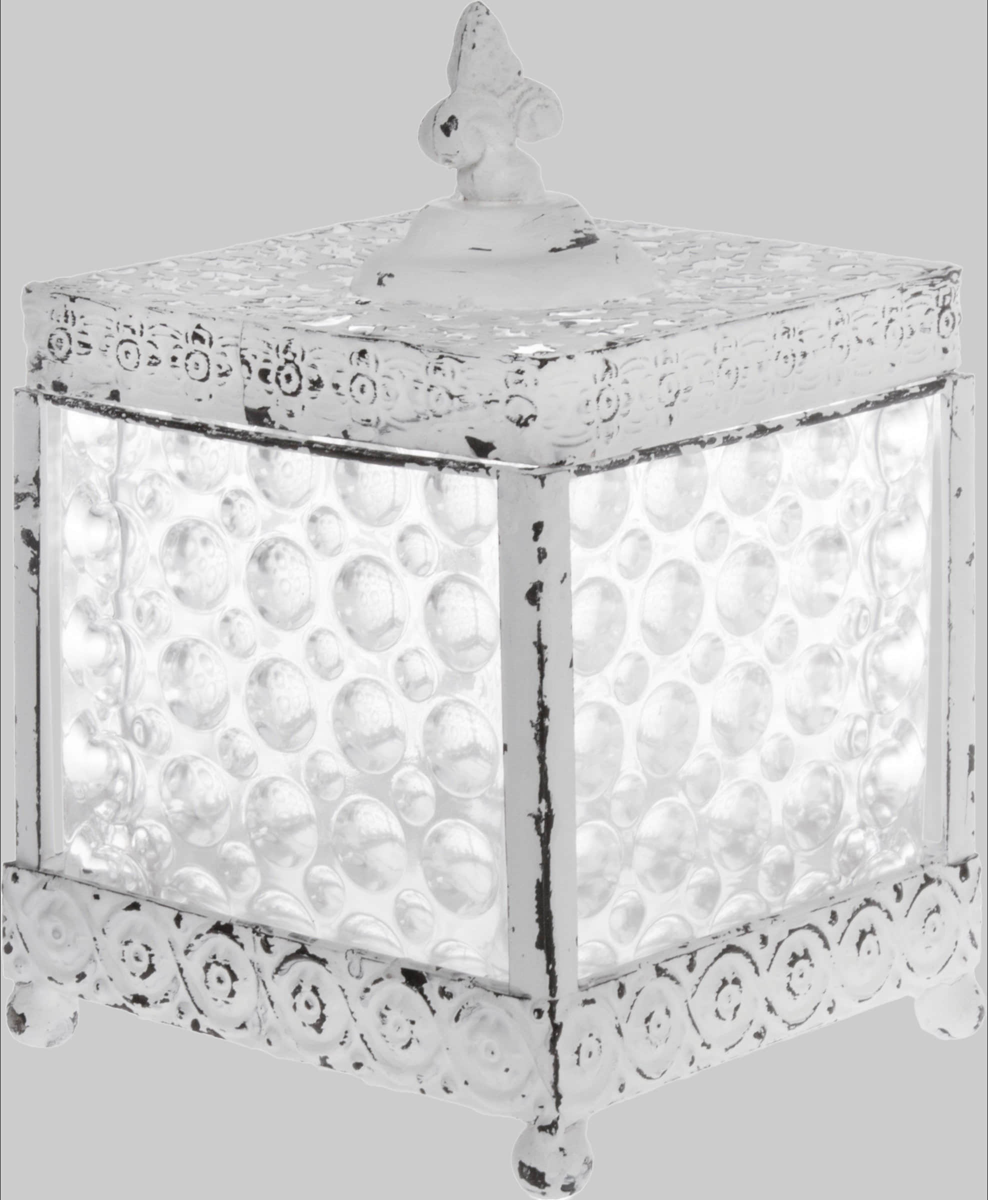 Aufbewahrung Myflair Mu00F6bel \u0026 Accessoires Myflair Möbel & Accessoires Aufbewahrungsbox Leyla - Weiße Metall-Glas-Box mit Deckel (30x20x15 cm)