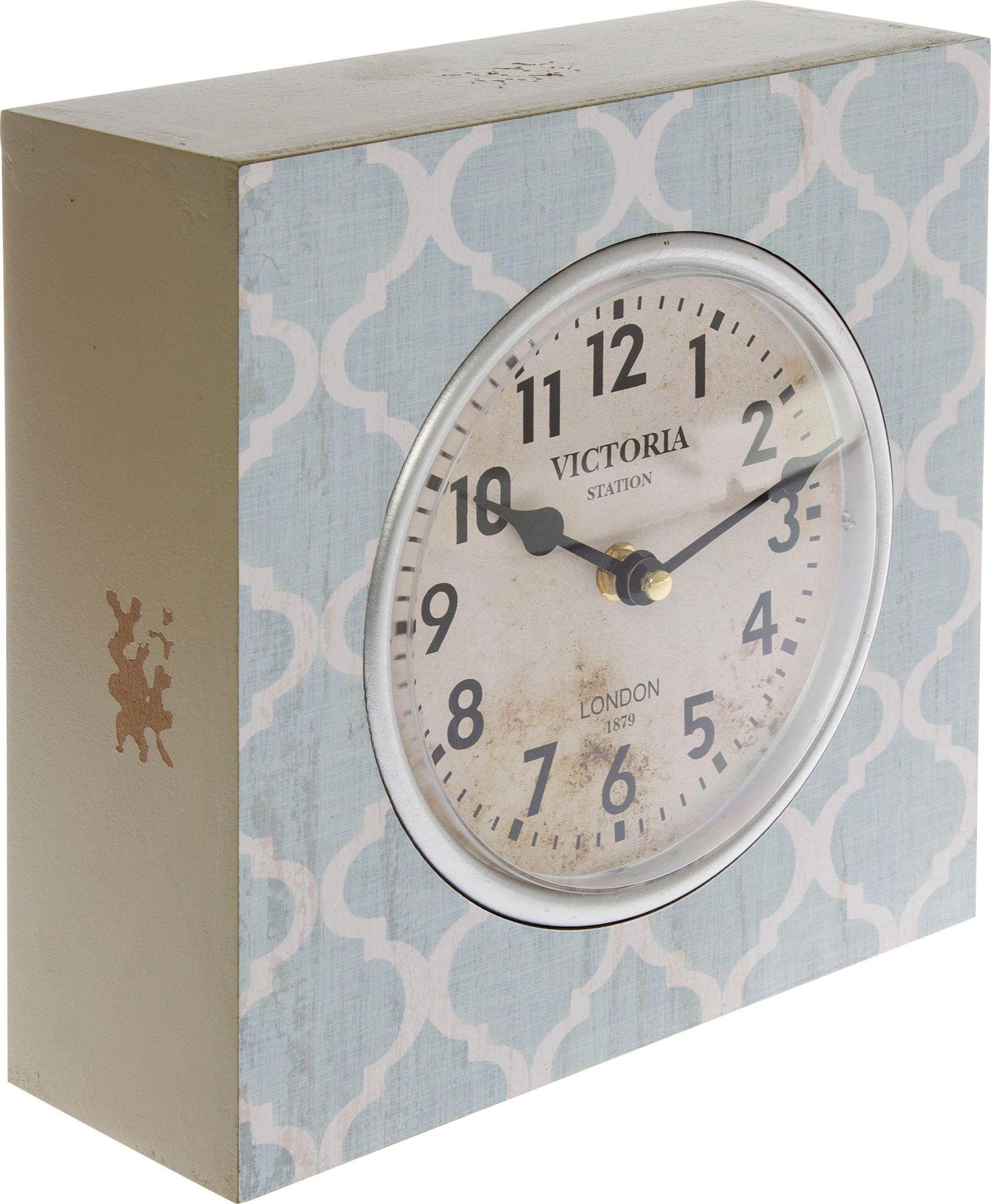 Myflair Mu00F6bel \u0026 Accessoires Myflair Möbel & Accessoires Premium Wanduhr - Elegante Hellblaue Standuhr mit Shabby-Optik, Eckigem Design & Quarzwerk (40 cm, Ideal für Wohnzimmer & Flur) Dekoration