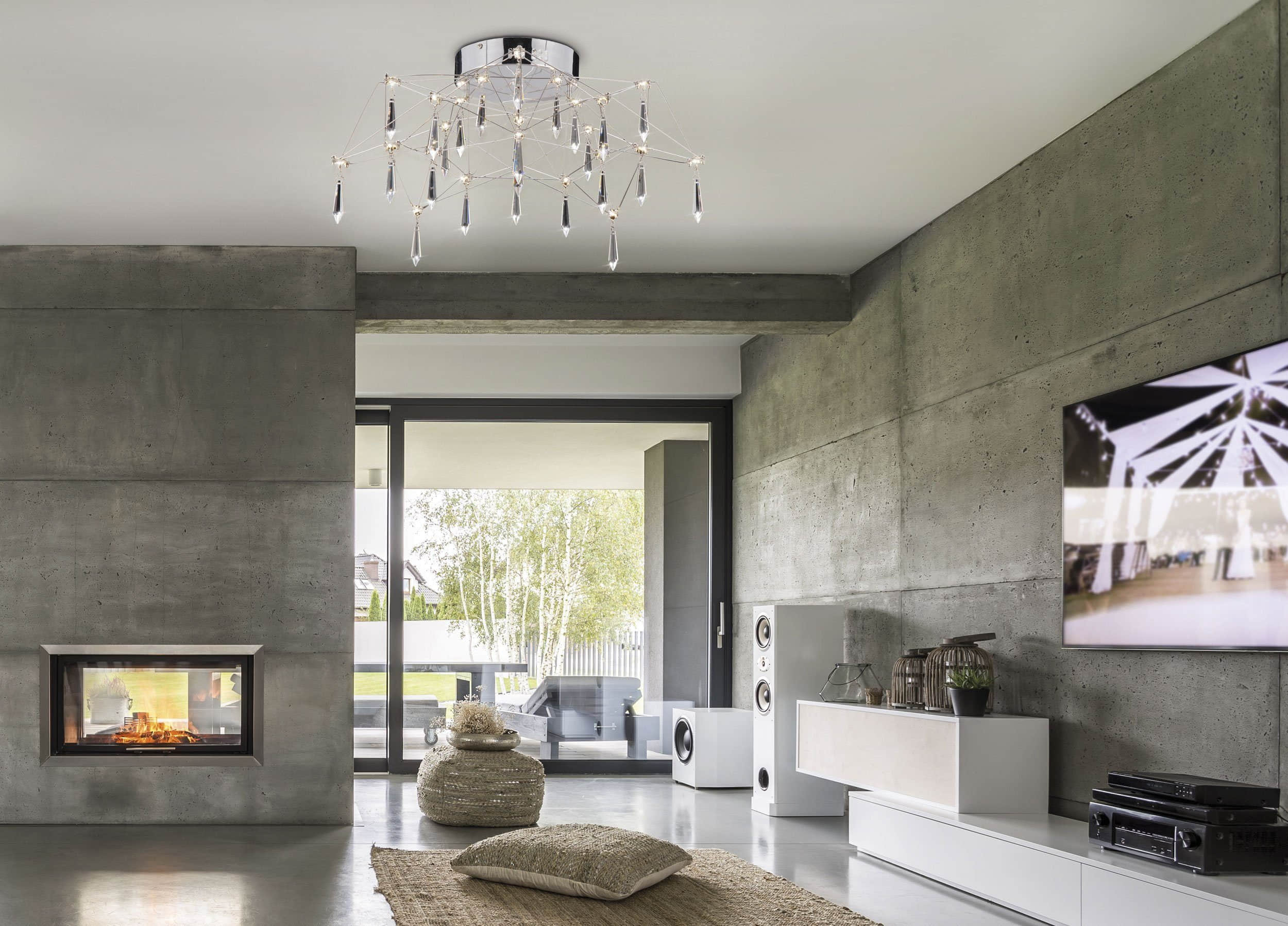 nu00E4ve NÄVE Araneus LED Ceiling Light - 55cm Diameter with Integrated 26W LEDs (2055lm Warm White) - Modern Crystal Glass & Stainless Steel Design Lampen