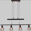 nu00E4ve NÄVE Fumoso 4-Arm Adjustable Pendant Light - Black Metal Frame with Smoked Glass Shades - 78cm Ceiling Lamp for Dining Room & Living Areas Lampen