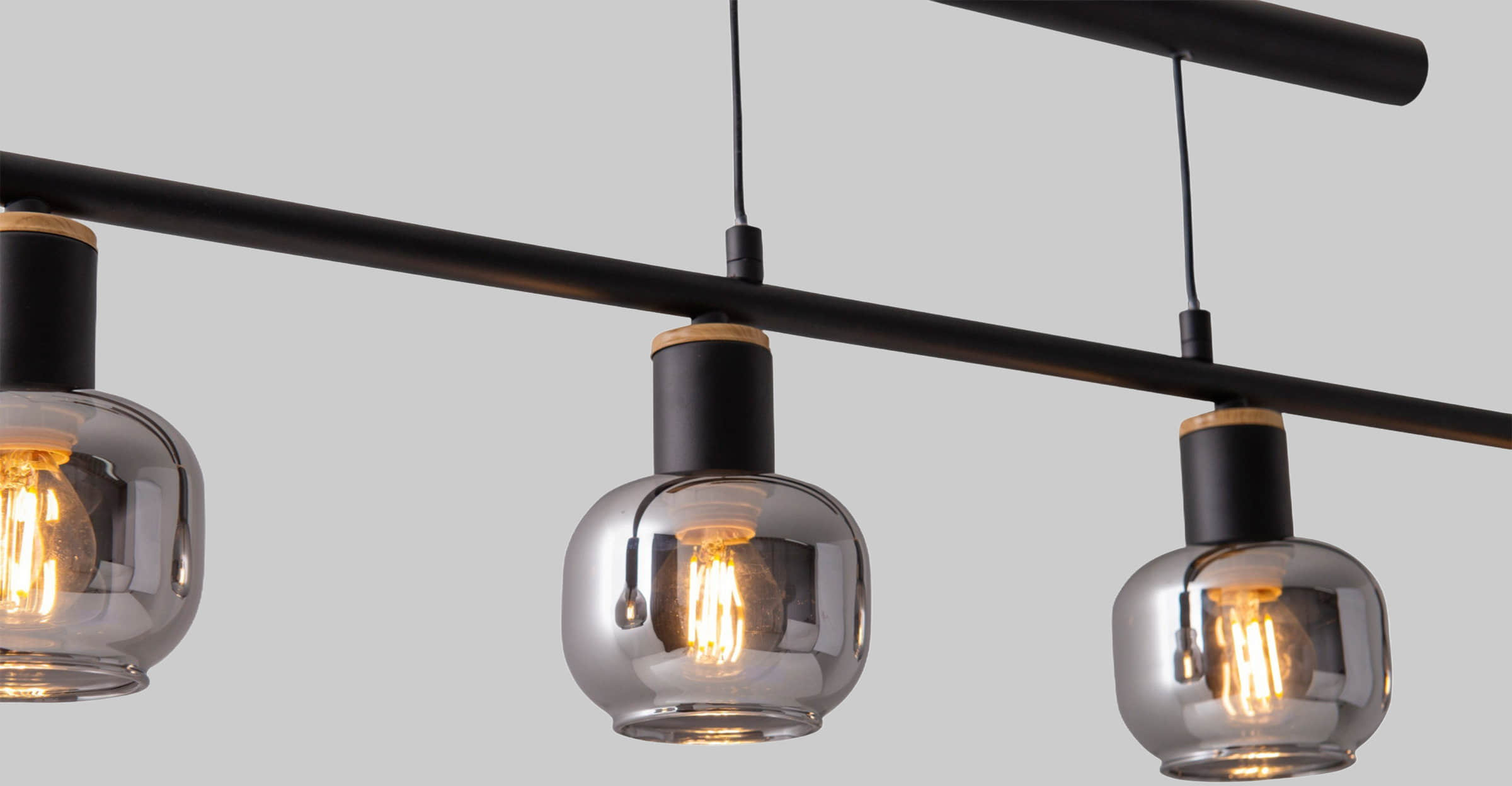 nu00E4ve NÄVE Fumoso 4-Arm Adjustable Pendant Light - Black Metal Frame with Smoked Glass Shades - 78cm Ceiling Lamp for Dining Room & Living Areas Lampen