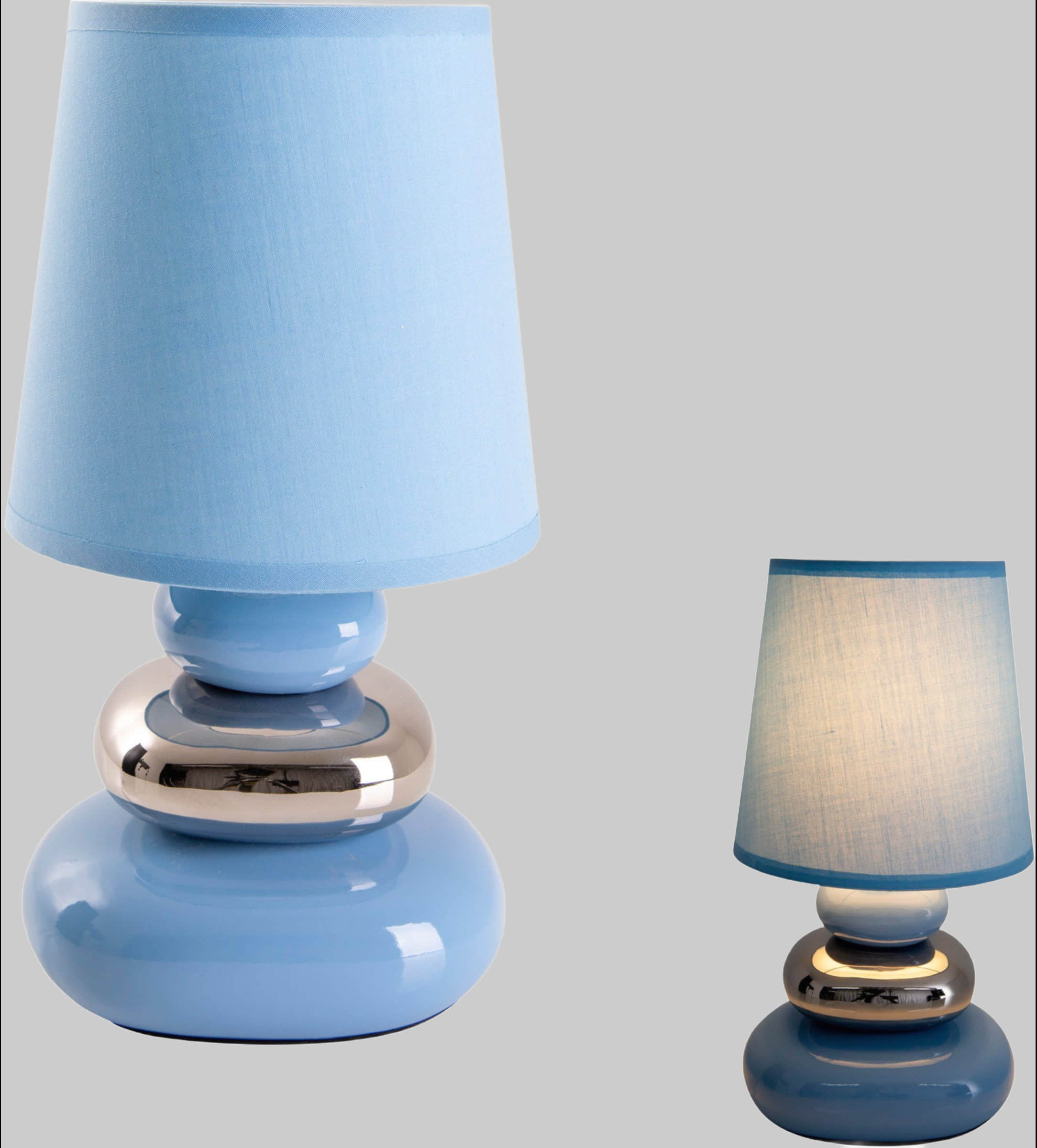 nu00E4ve NÄVE Stoney Table Lamp - Ceramic Base & Fabric Shade, E14 Socket (Max 40W), 70s-Inspired Design for Living Room & Bedroom Decor blau/babyb Lampen