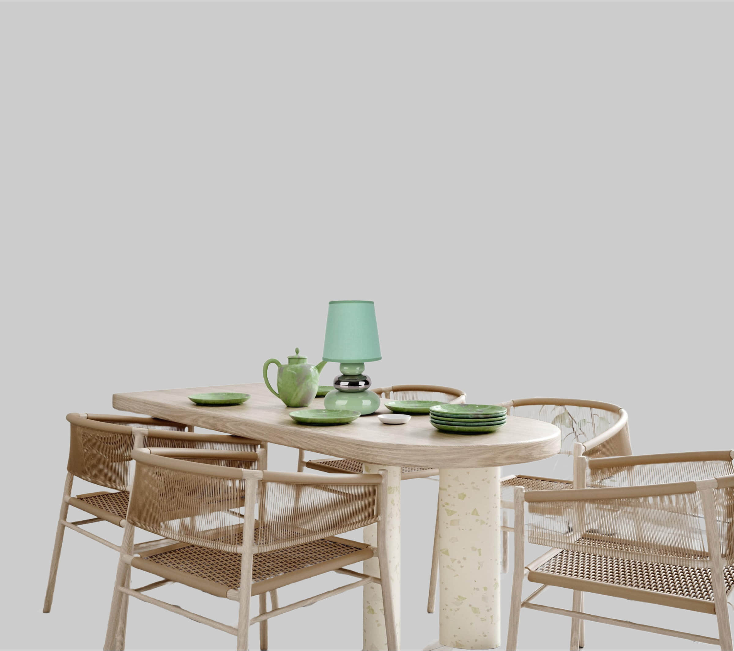 NÄVE Stoney Table Lamp - Ceramic Base & Fabric Shade, E14 Socket (Max 40W), 70s-Inspired Design for Living Room & Bedroom Decor mint / chrom nu00E4ve Lampen
