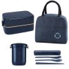 OSTWOLKE Koch- & Backzubehör OSTWOLKE Premium Bento Box Lunch Set - 2-Tier Leakproof Container with Cutlery & Carrying Bag (BPA-Free Plastic, Microwave Safe) Blau