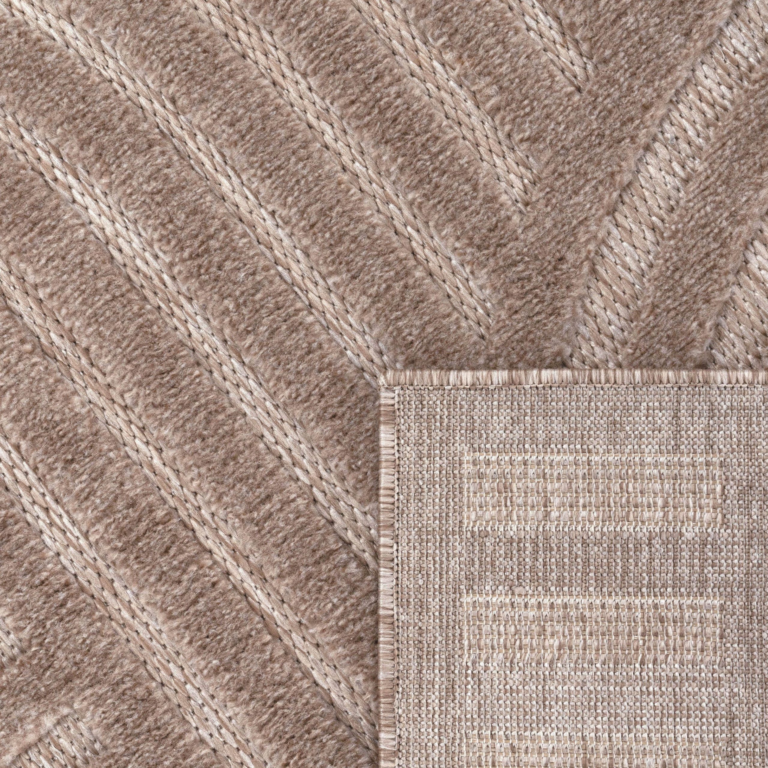 Teppiche Paco Home Paco Home Livorno 674 Rectangular Indoor/Outdoor Rug - 14mm High-Low Pile, Scandi Design, Durable Polypropylene in Multiple Uni Colors beige
