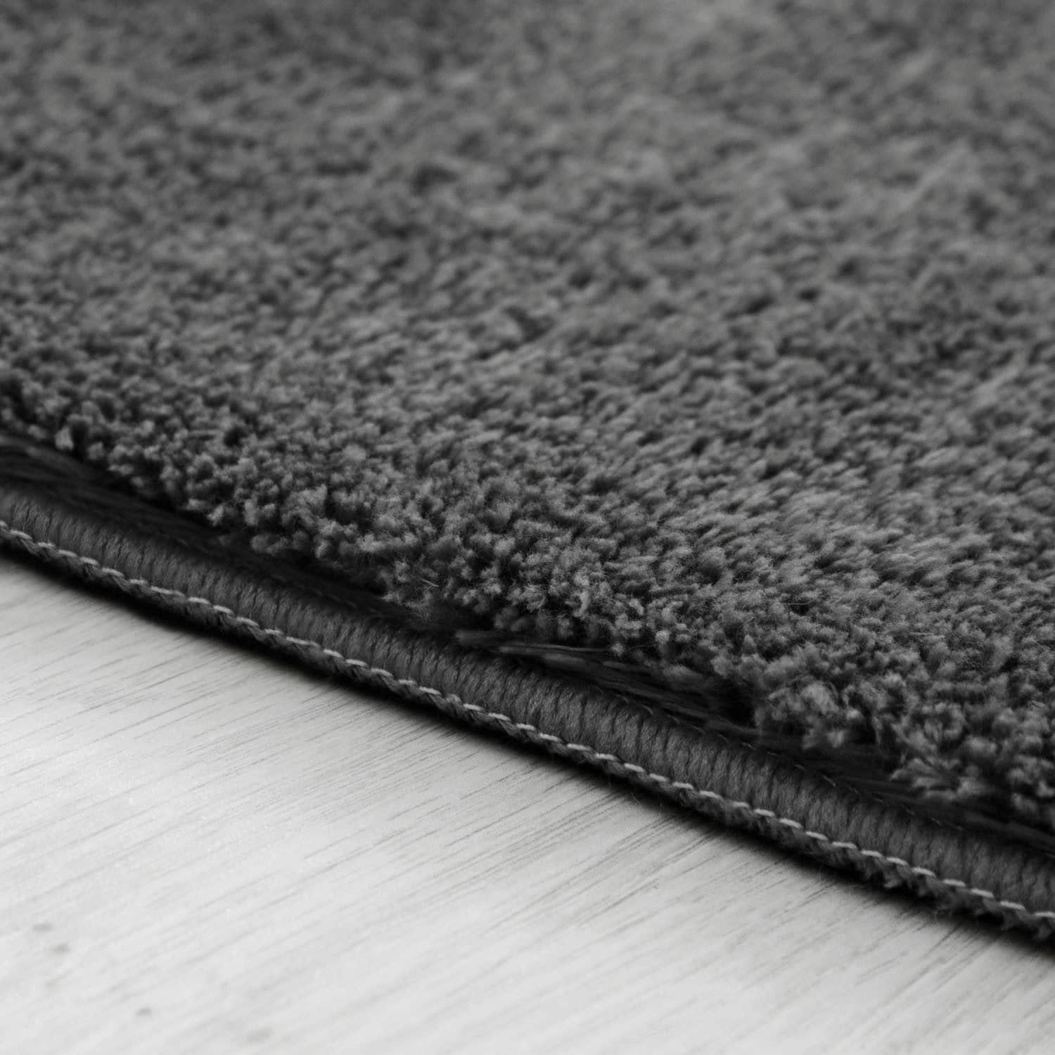Paco Home Teppich »Cadiz 630« - Hochwertiger Kurzflor in 14 mm Höhe | Waschbar & fußbodenheizungskompatibel | Uni-Farben | Auch als Läufer erhältlich anthrazit Paco Home Teppiche