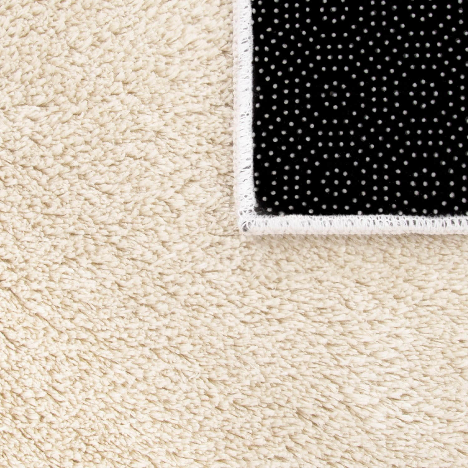 Paco Home Teppich »Cadiz 630« - Hochwertiger Kurzflor in 14 mm Höhe | Waschbar & fußbodenheizungskompatibel | Uni-Farben | Auch als Läufer erhältlich cream Paco Home Teppiche
