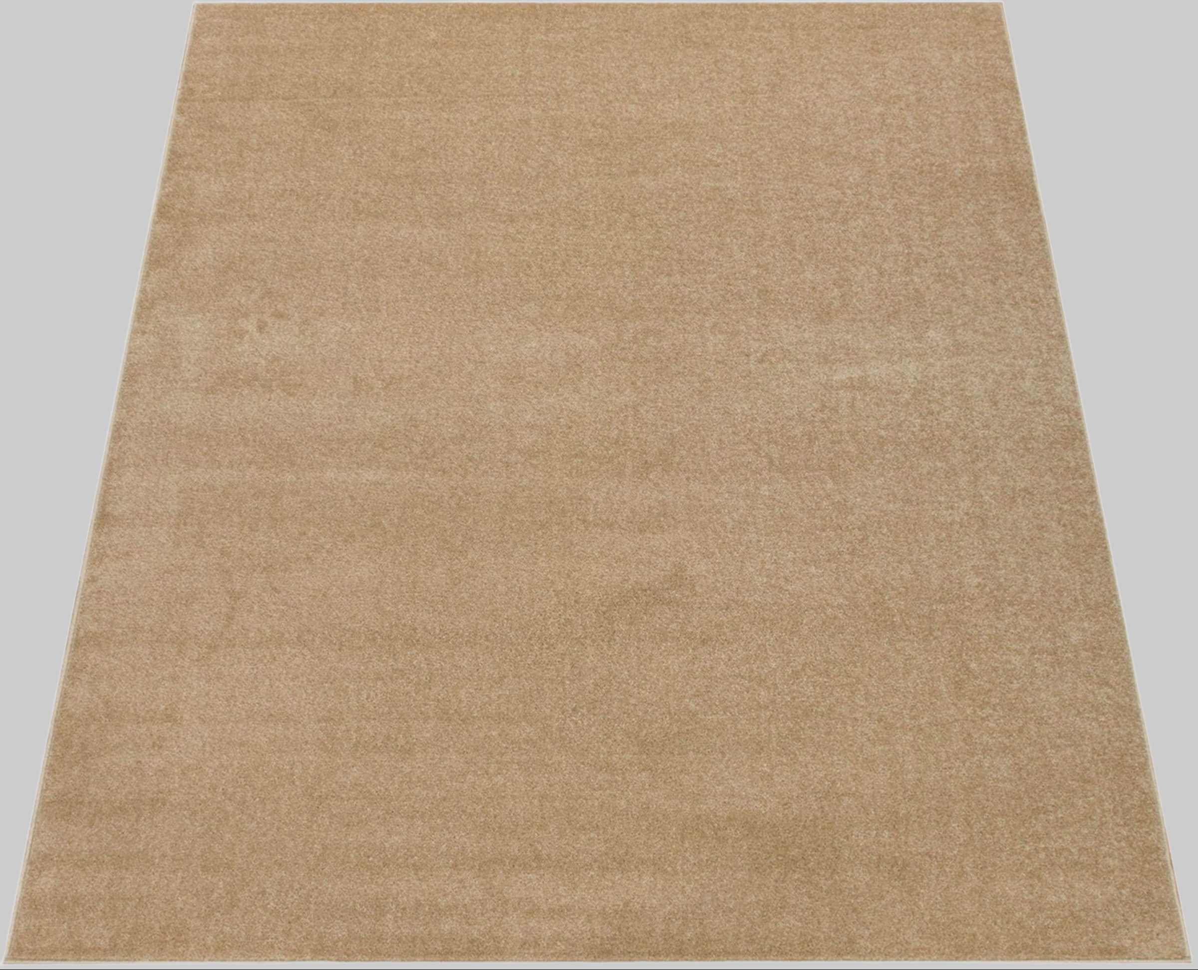 Paco Home Teppich Porto 890 | Premium Kurzflor-Teppich (13mm Höhe, 2.0kg/m²) in eleganten Uni-Farben | Ideal für Wohnzimmer & Schlafzimmer goldfarben Paco Home Teppiche