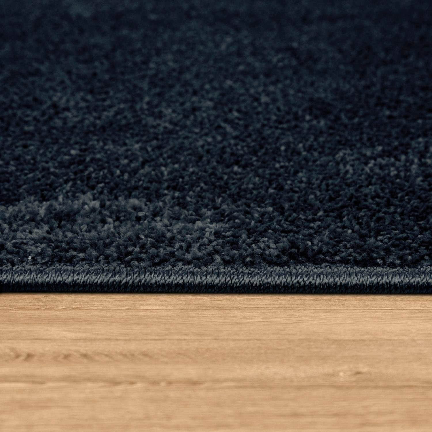 Paco Home Teppich Porto 890 | Premium Kurzflor-Teppich (13mm Höhe, 2.0kg/m²) in eleganten Uni-Farben | Ideal für Wohnzimmer & Schlafzimmer navy-blau Paco Home Teppiche