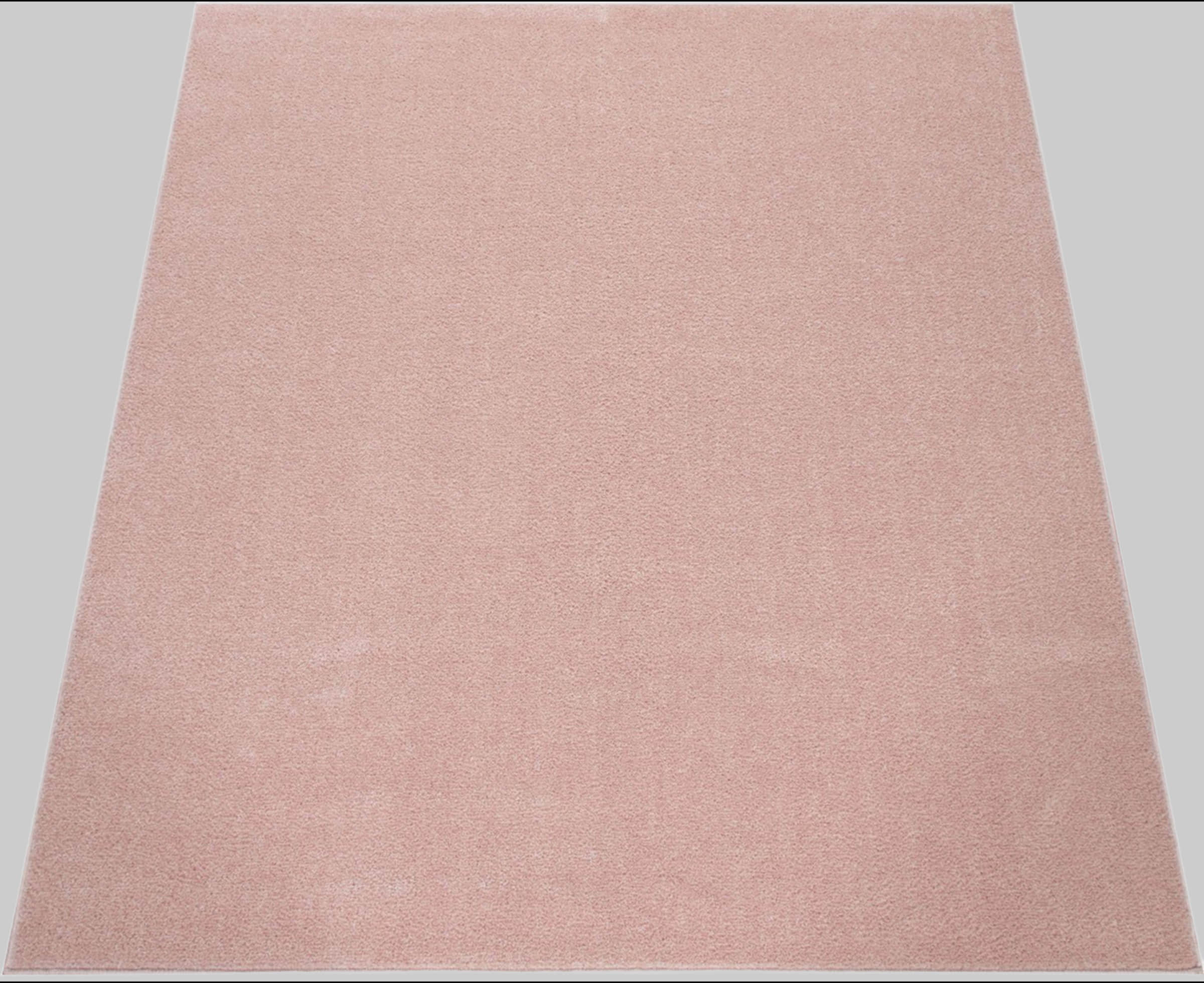 Paco Home Paco Home Teppich Porto 890 | Premium Kurzflor-Teppich (13mm Höhe, 2.0kg/m²) in eleganten Uni-Farben | Ideal für Wohnzimmer & Schlafzimmer rosé Teppiche