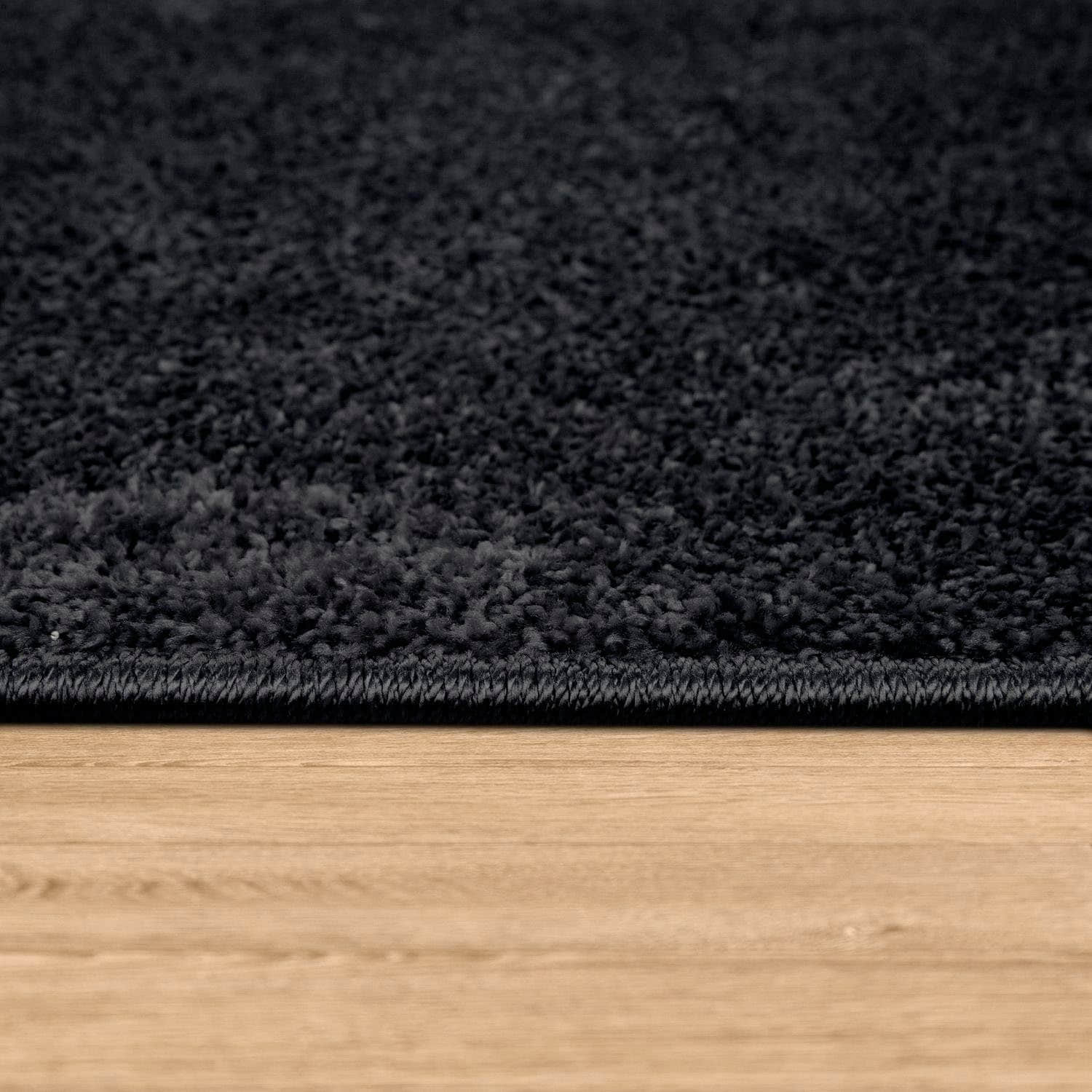 Paco Home Teppiche Paco Home Teppich Porto 890 | Premium Kurzflor-Teppich (13mm Höhe, 2.0kg/m²) in eleganten Uni-Farben | Ideal für Wohnzimmer & Schlafzimmer schwarz