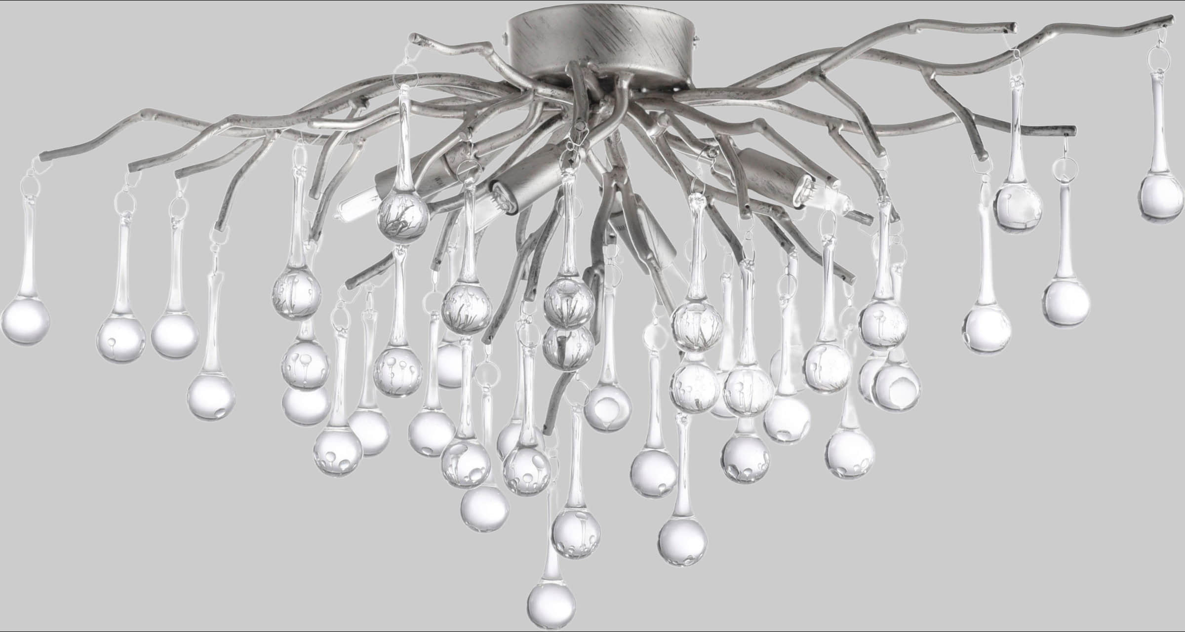 Paul Neuhaus Paul Neuhaus ICICLE Design-Deckenleuchte 4-flammig in Silber mit Kristallglas | G9-Fassungen | Ø60cm | Für Wohnzimmer & Flur Lampen