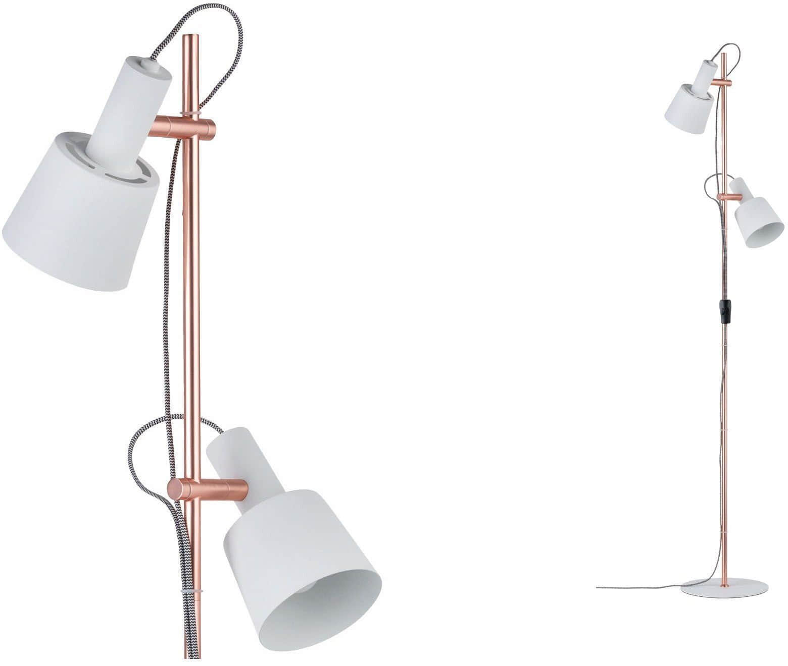 Paulmann Lampen Paulmann Neordic Haldar LED Floor Lamp - 2-Bulb Adjustable Design in White/Matte Copper (E14 Socket, Max 40W) - Modern Scandinavian Lighting weiß/kupfe