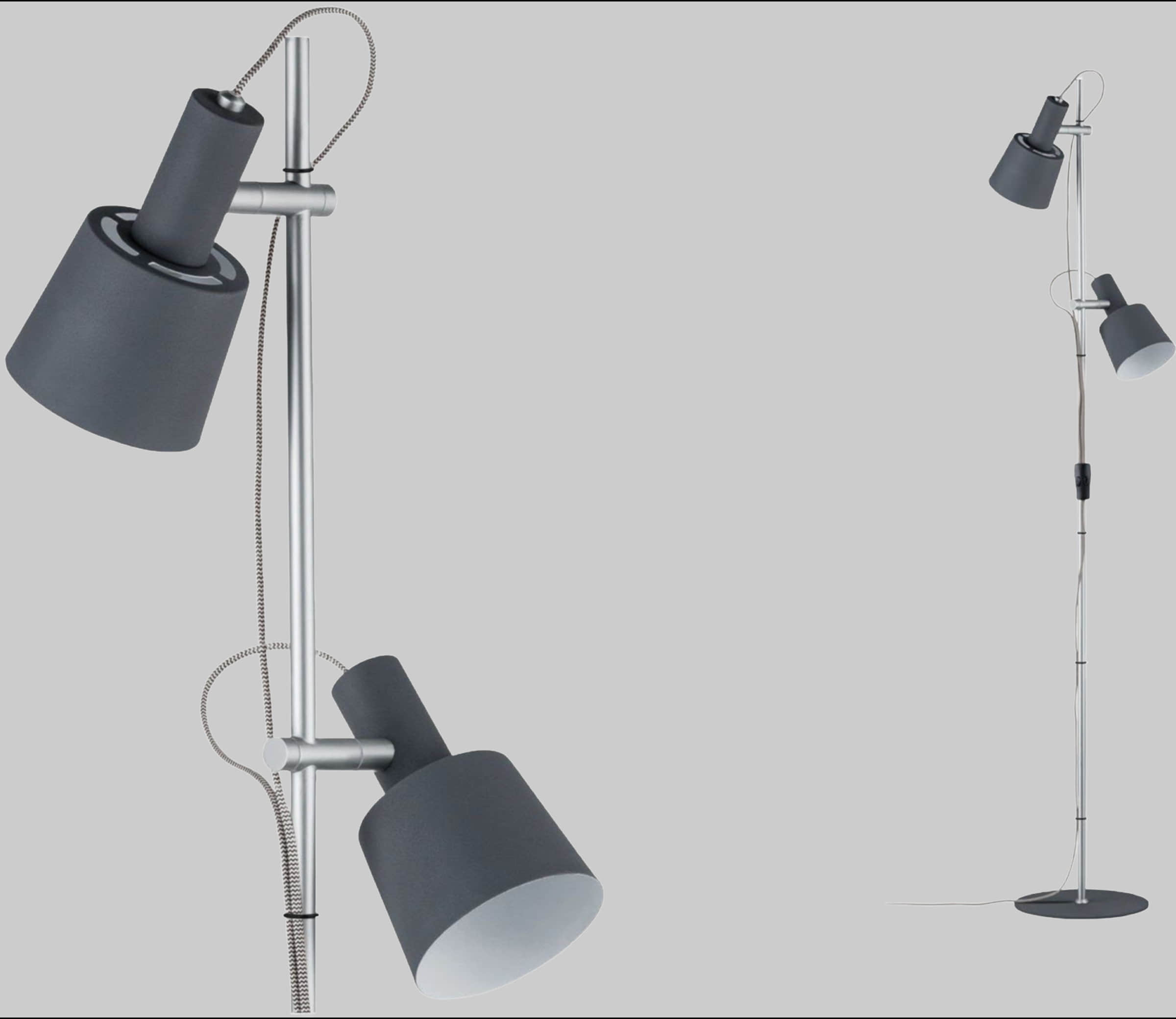 Lampen Paulmann Paulmann Neordic Haldar LED Floor Lamp - 2-Bulb Adjustable Design in White/Matte Copper (E14 Socket, Max 40W) - Modern Scandinavian Lighting dunkelgrau