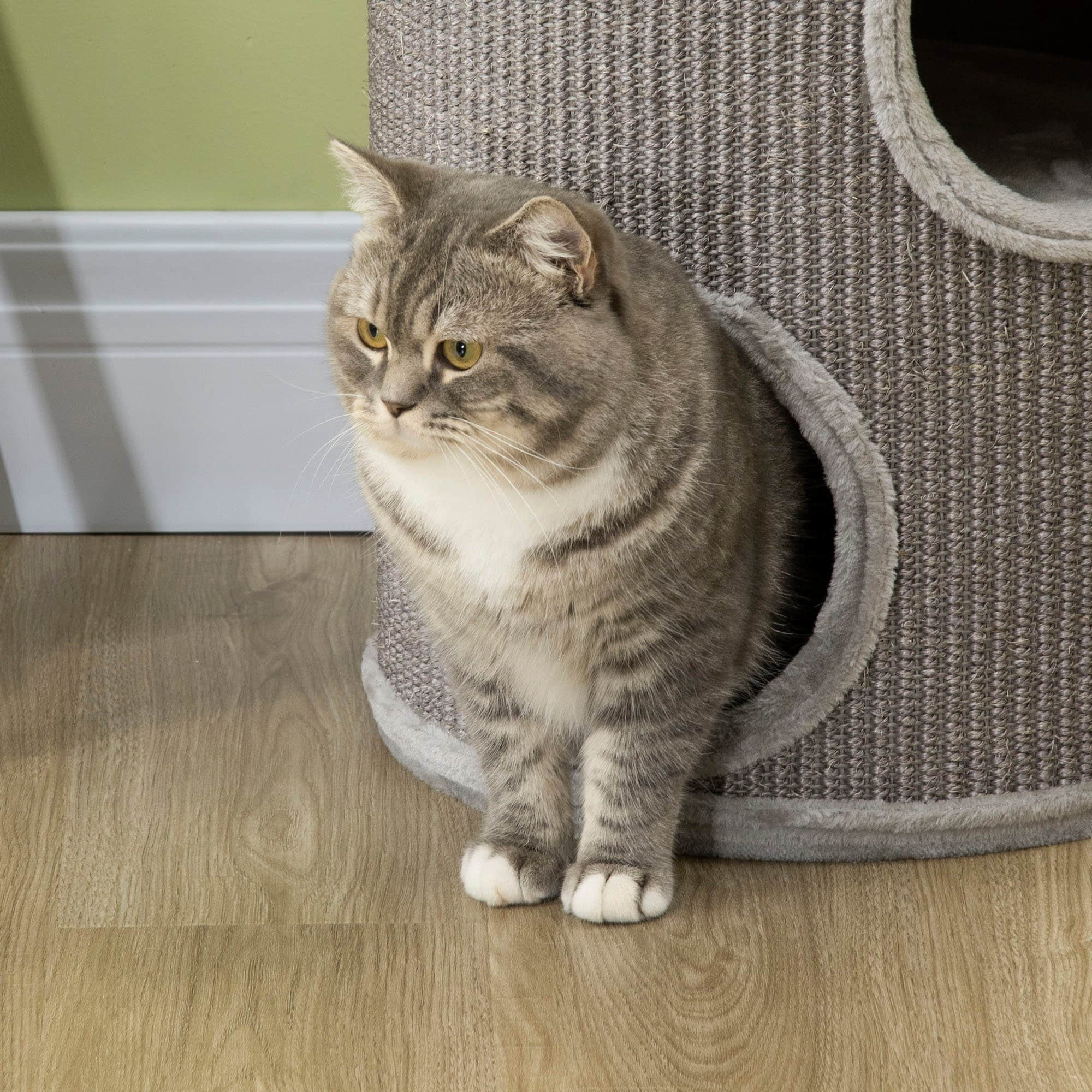 PawHut Premium Katzenkratzbaum 70 cm | 3-Ebenen Design mit Sisal, Plüschhöhle & Plattformen | Grauer Katzenbaum für aktive Samtpfoten Grau PawHut Tierbedarf