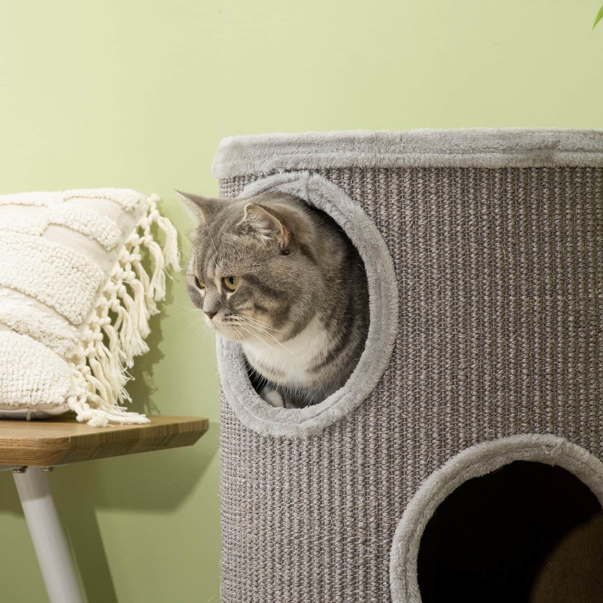 PawHut Premium Katzenkratzbaum 70 cm | 3-Ebenen Design mit Sisal, Plüschhöhle & Plattformen | Grauer Katzenbaum für aktive Samtpfoten Grau PawHut Tierbedarf