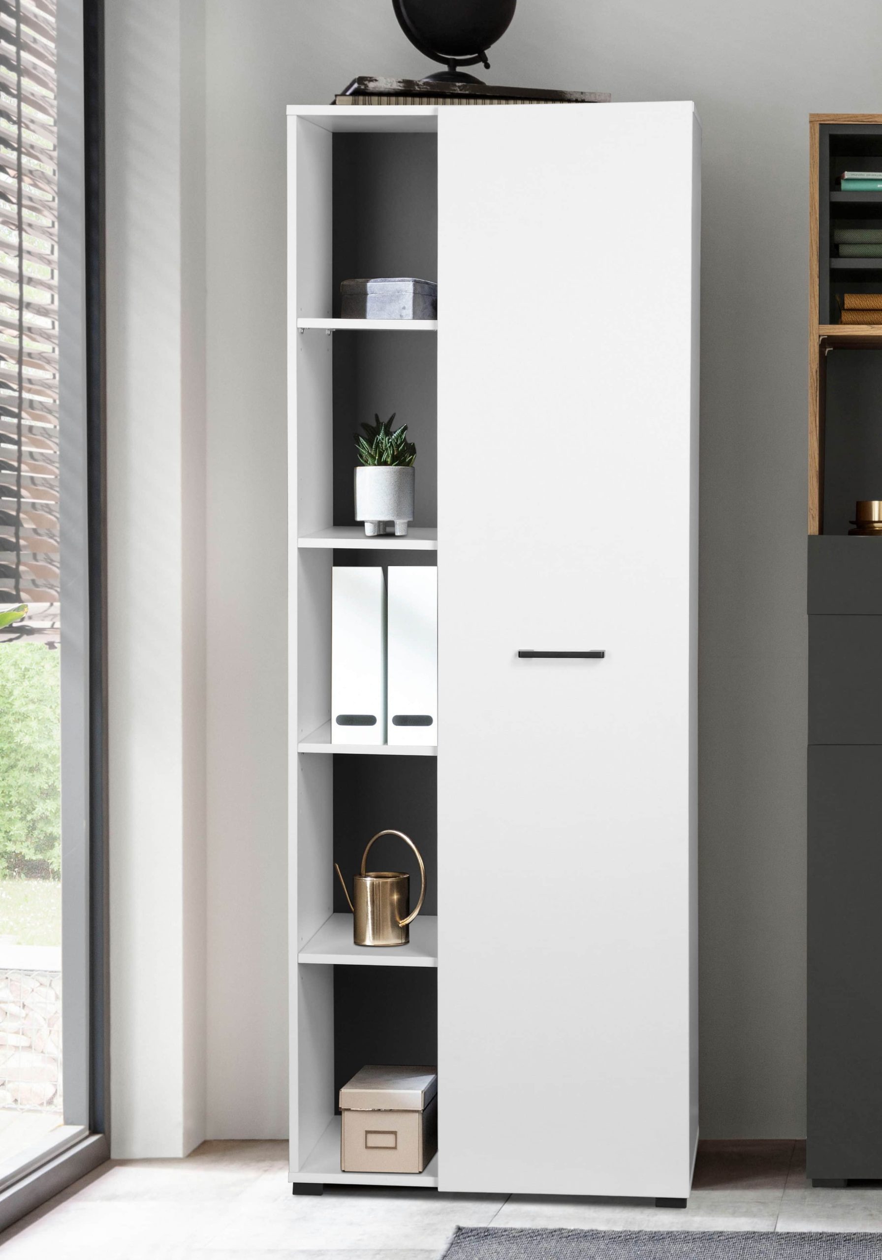 Places of Style Schränke Places of Style Aktenschrank »Moid« - Moderner Mehrzweckschrank (64,5x41,5x175 cm) mit 10 Fächern, Metallgriffen & FSC®-Holzwerkstoff weiß