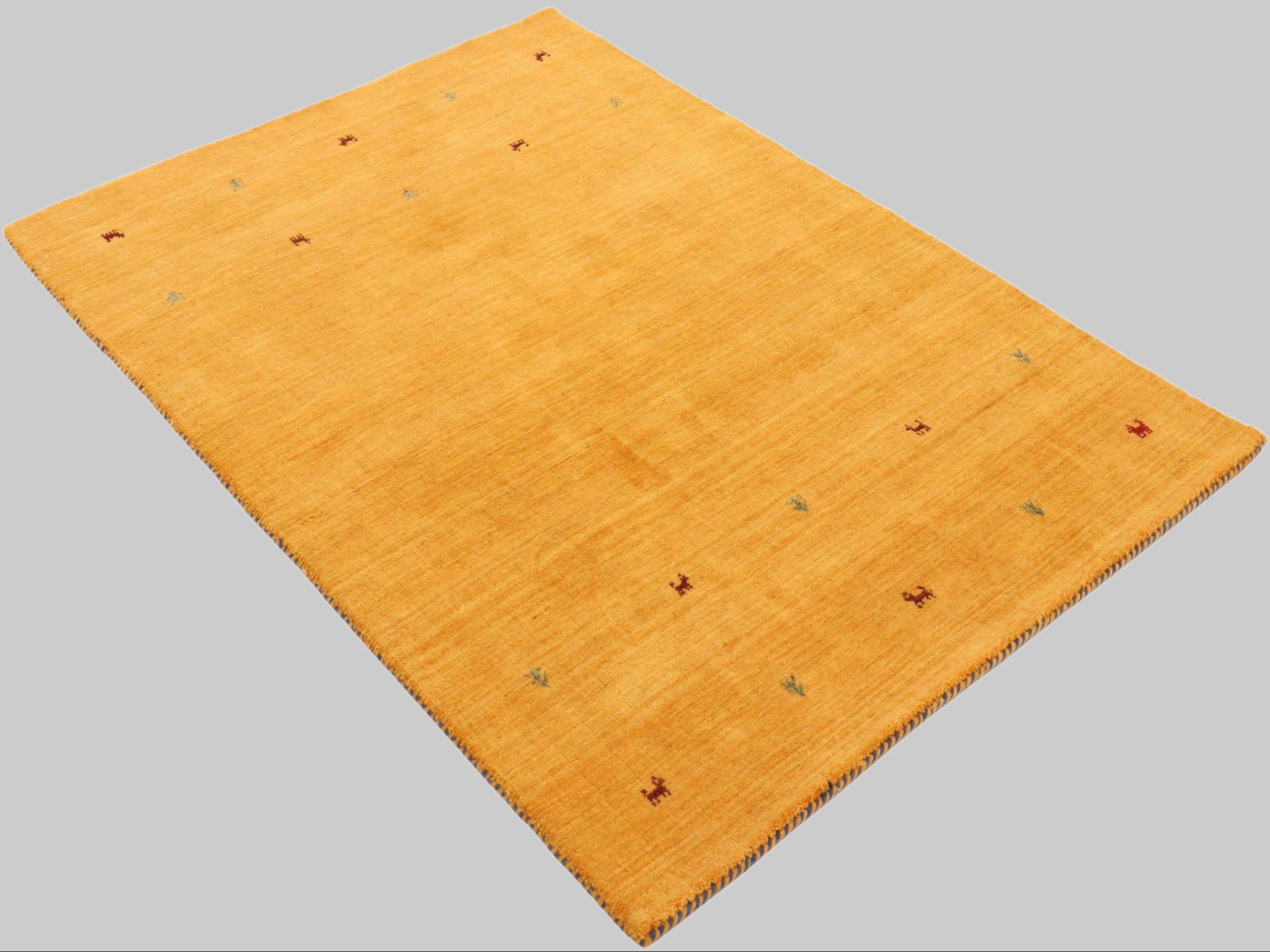 Premium Gabbeh Loom Wollteppich mit Tiermotiven | Handgewebt aus 100% reiner Wolle | 15 mm Höhe | Fußbodenheizung geeignet | Traditionelle Nomaden-Webkunst gelb Teppiche carpetfine