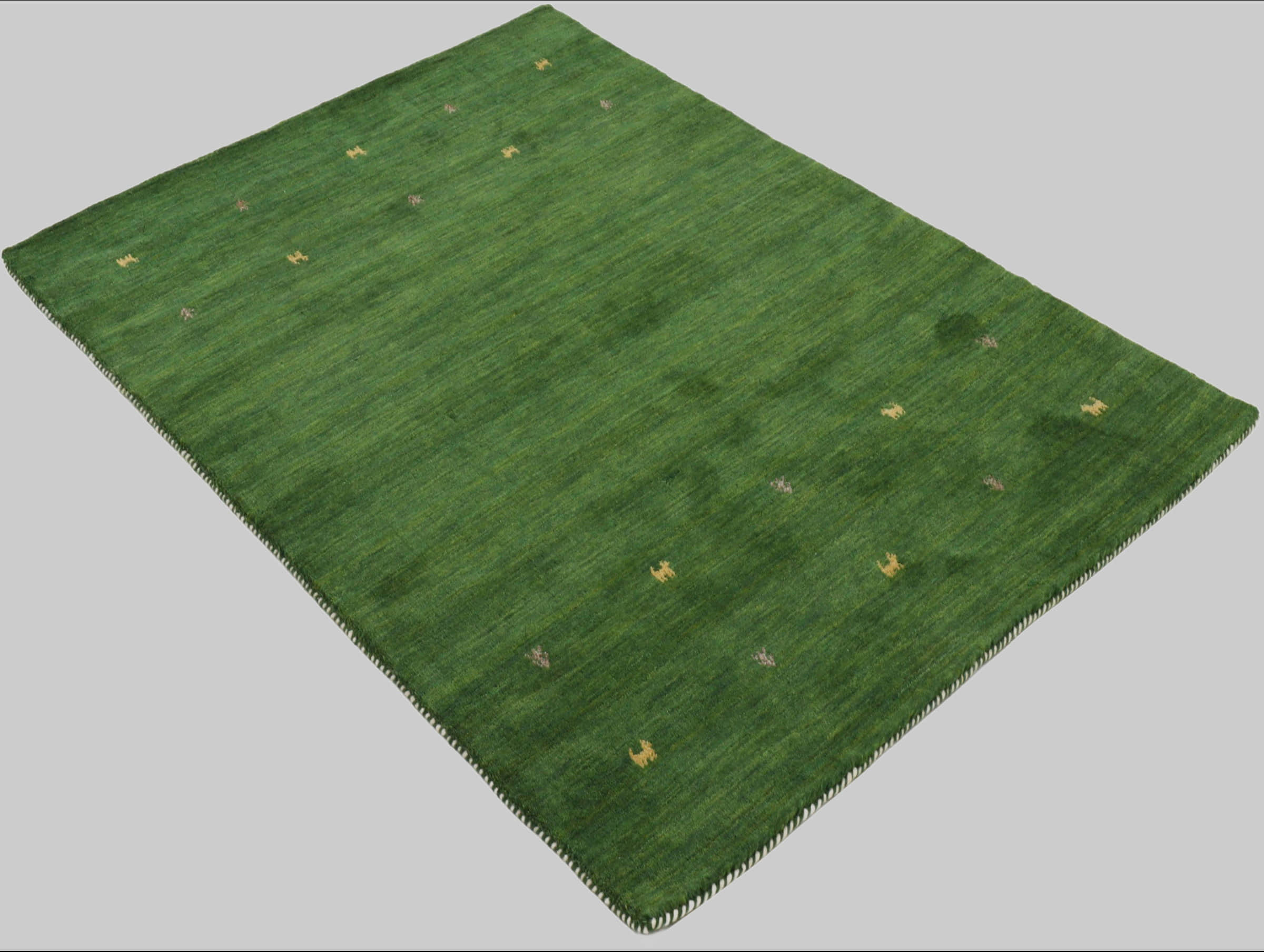 carpetfine Teppiche Premium Gabbeh Loom Wollteppich mit Tiermotiven | Handgewebt aus 100% reiner Wolle | 15 mm Höhe | Fußbodenheizung geeignet | Traditionelle Nomaden-Webkunst grün