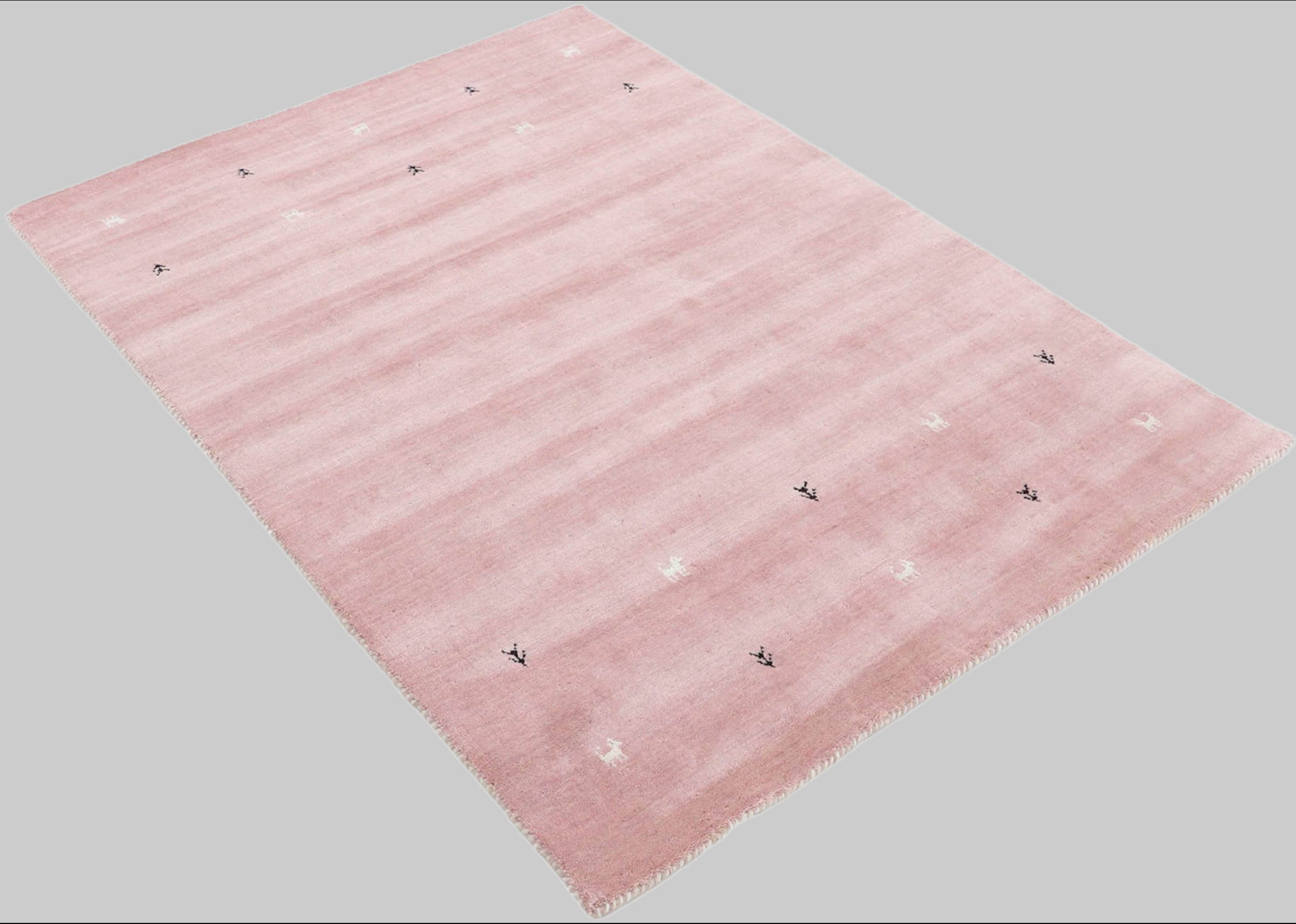 Teppiche carpetfine Premium Gabbeh Loom Wollteppich mit Tiermotiven | Handgewebt aus 100% reiner Wolle | 15 mm Höhe | Fußbodenheizung geeignet | Traditionelle Nomaden-Webkunst rosa