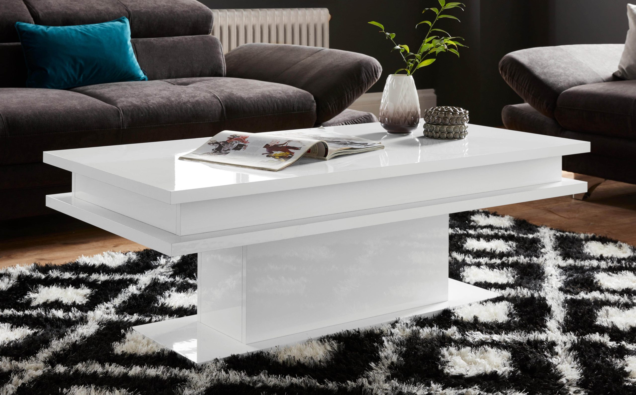 Premium INOSIGN Couchtisch mit RGB-LED-Beleuchtung | Hochglanz-Oberfläche | 100 cm Breite | Moderner Sofatisch weiß INOSIGN Tische