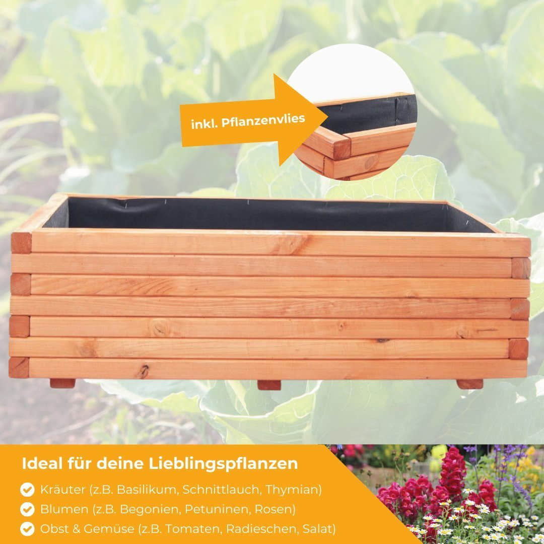 Premium Kiefernholz-Pflanzkübel 40x40 cm mit Pinie-Lasur | Wetterfester Blumenkasten für Terrasse & Balkon | Mega-Holz Qualität Mega-Holz Garten & Balkon