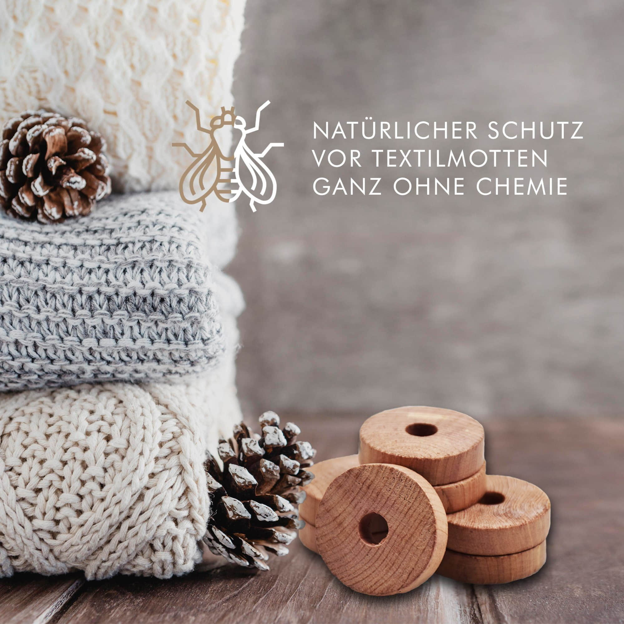 Quertee Premium 30x Zedernholzringe für Mottenschutz | Natürlicher Schutz gegen Kleidermotten | Chemiefrei | Für Kleiderschränke & Schubladen Aufbewahrung Quertee