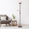 Reality Leuchten Reality Leuchten LED Deckenfluter 180cm mit Leselampe - Moderner Designklassiker in Silber | Warmweiße LED wechselbar | Flexibler Lesearm | Hochwertige Stehlampe für Wohnzimmer & Lese-Ecken Rost matt Lampen