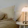 Reality Leuchten Reality Leuchten LED Nachttischlampe Bauhaus-Stil | Dimmbar via Touch | Warmweiß 2700K | 33cm Pilz-Design mit Glasschirm | Austauschbare LED Messing-We Lampen