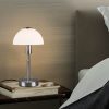 Reality Leuchten Lampen Reality Leuchten LED Nachttischlampe Bauhaus-Stil | Dimmbar via Touch | Warmweiß 2700K | 33cm Pilz-Design mit Glasschirm | Austauschbare LED Silber-Weiß