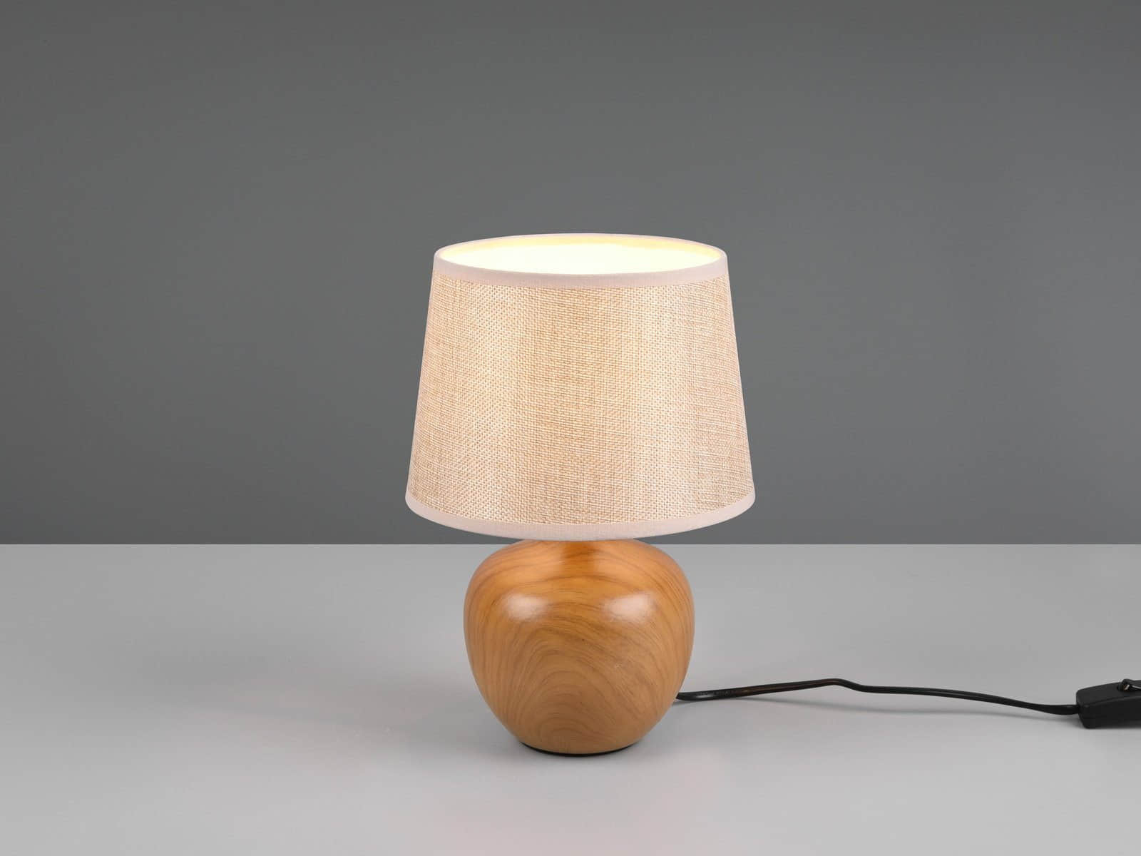 Reality Leuchten Reality Leuchten LED Nachttischlampe dimmbar - Warmweiße Tischleuchte mit Stoffschirm & Holzoptik (26cm) - Wechselbare LED für Fensterbank, Schlafzimmer & Wohnzimmer Beige, Hol Lampen