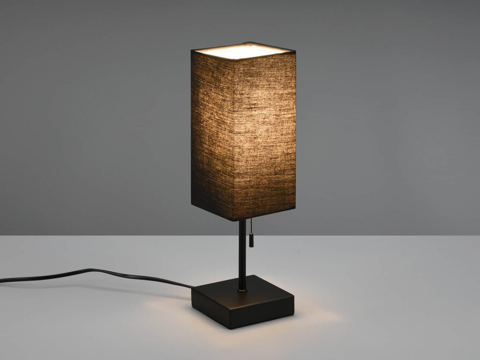 Reality Leuchten Reality Leuchten R59029901 LED Nachttischlampe mit Dimmfunktion (3 Stufen), USB-Ladestation, 35cm Höhe, warmweißes Licht, austauschbare 4W LED, Stoffschirm - Energieklasse A++ Schwarz Lampen