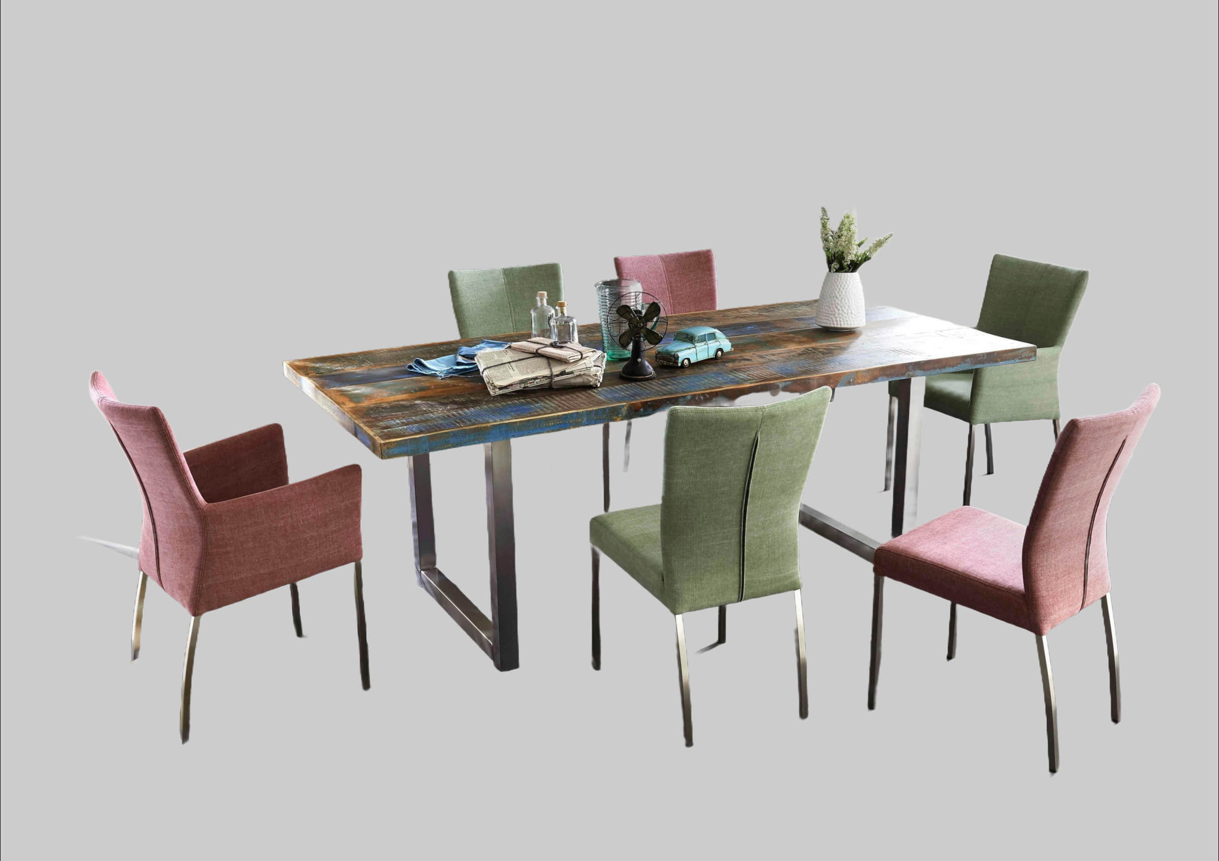 SIT SIT Esstisch »Tops« | Recyceltes Altholz & Metall | Shabby Chic Design | 4 Größen | 3 Jahre Garantie Roheisen l Tische