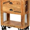 SIT Küchenwagen »Rustic« Shabby Chic Vintage | FSC®-Altholz mit Schriftzügen | 2 Schubkästen + Ablage | Industrial Style Aufbewahrung SIT