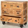 Kommoden & Sideboards SIT SIT Kommode 'Rustic' 90cm - Shabby Chic Vintage Kommode aus recyceltem Altholz mit Metallrollen | Handgefertigt | Factory Design