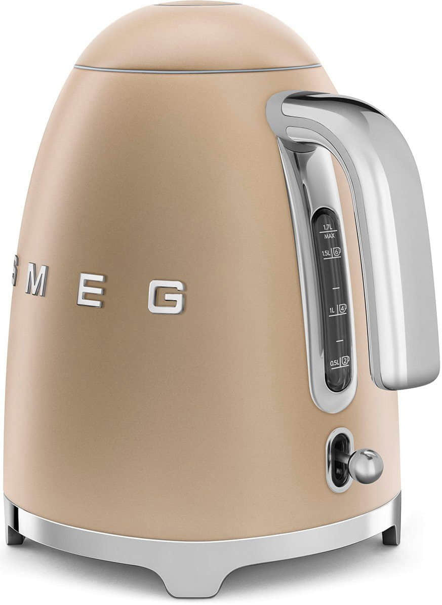 Smeg SMEG KLF03PKEU Retro Style Electric Kettle - 1.7L Capacity, 2400W Power, 7 Temperature Settings, Stainless Steel (Cadillac Pink) Champagner Küchenkleingeräte