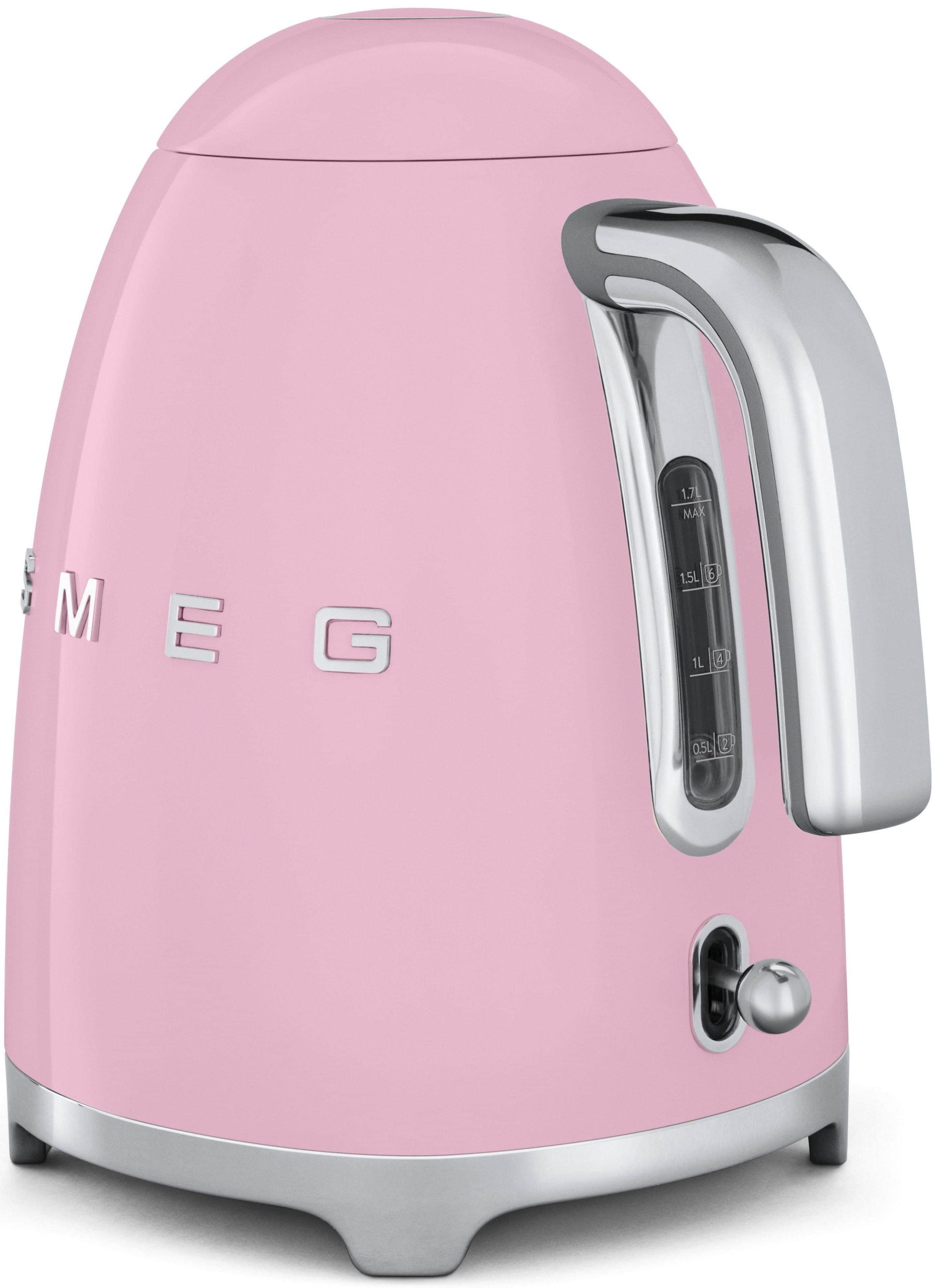 SMEG KLF03PKEU Retro Style Electric Kettle - 1.7L Capacity, 2400W Power, 7 Temperature Settings, Stainless Steel (Cadillac Pink) Cadillac P Smeg Küchenkleingeräte