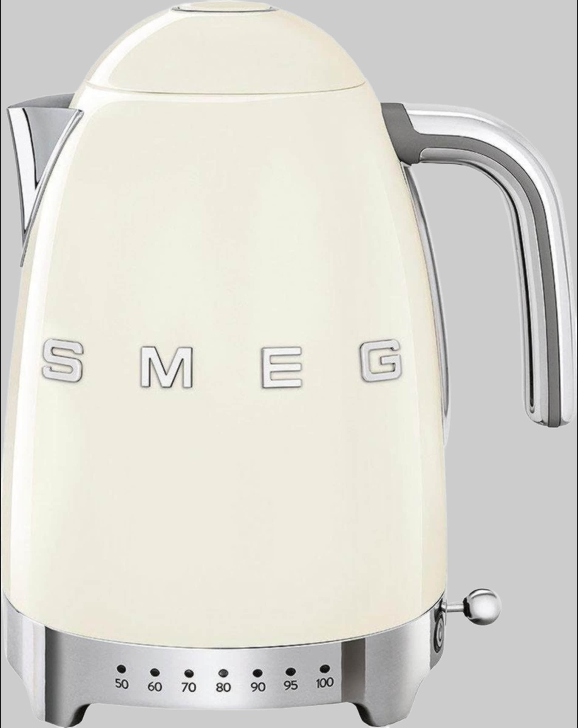 SMEG Wasserkocher KLF04BLEU Retro – 1,7 Liter Edelstahl mit 7 Temperaturstufen (60-100°C), 2400 Watt & automatischer Abschaltung Crème Küchenkleingeräte Smeg