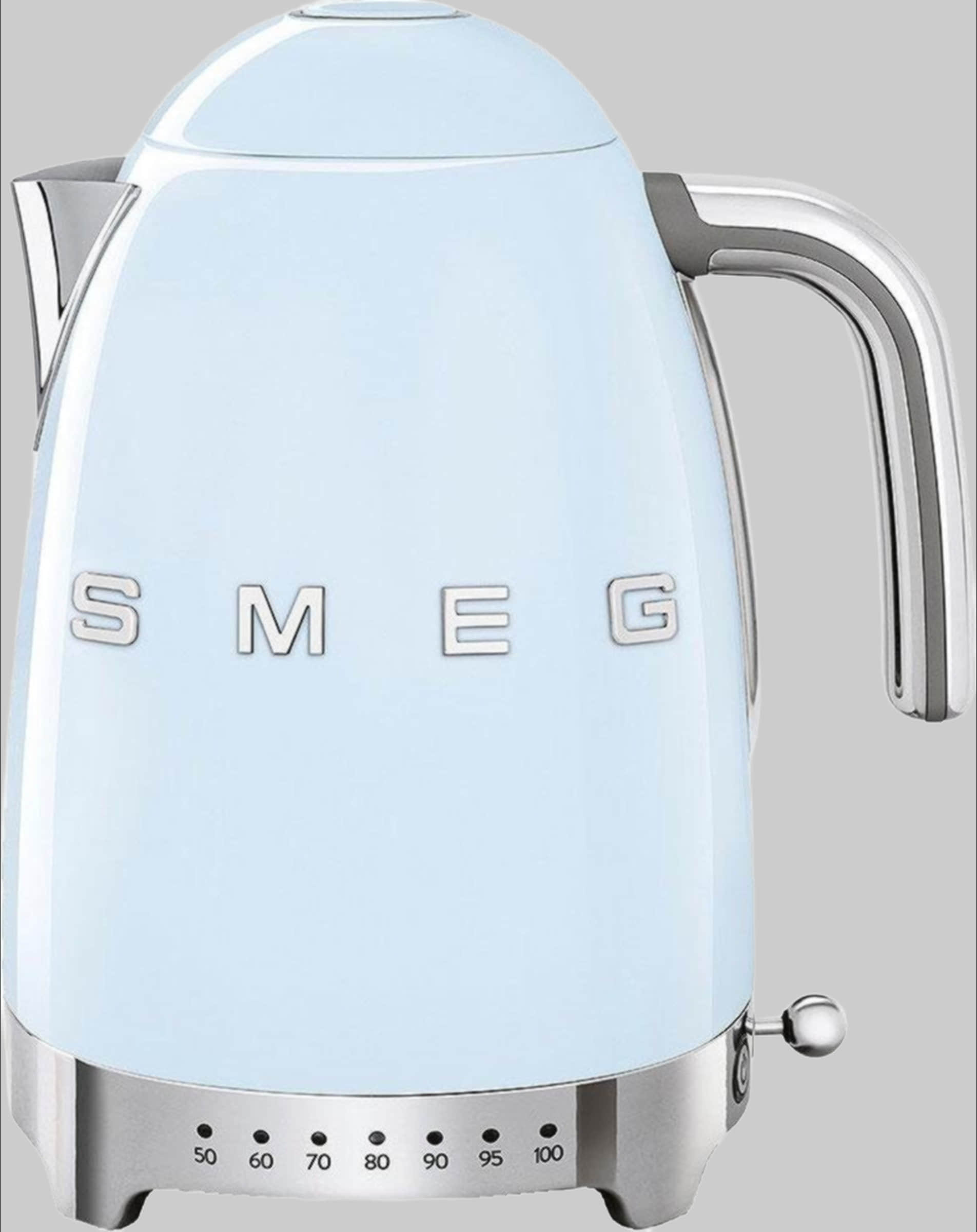 Küchenkleingeräte Smeg SMEG Wasserkocher KLF04BLEU Retro – 1,7 Liter Edelstahl mit 7 Temperaturstufen (60-100°C), 2400 Watt & automatischer Abschaltung Pastellbla