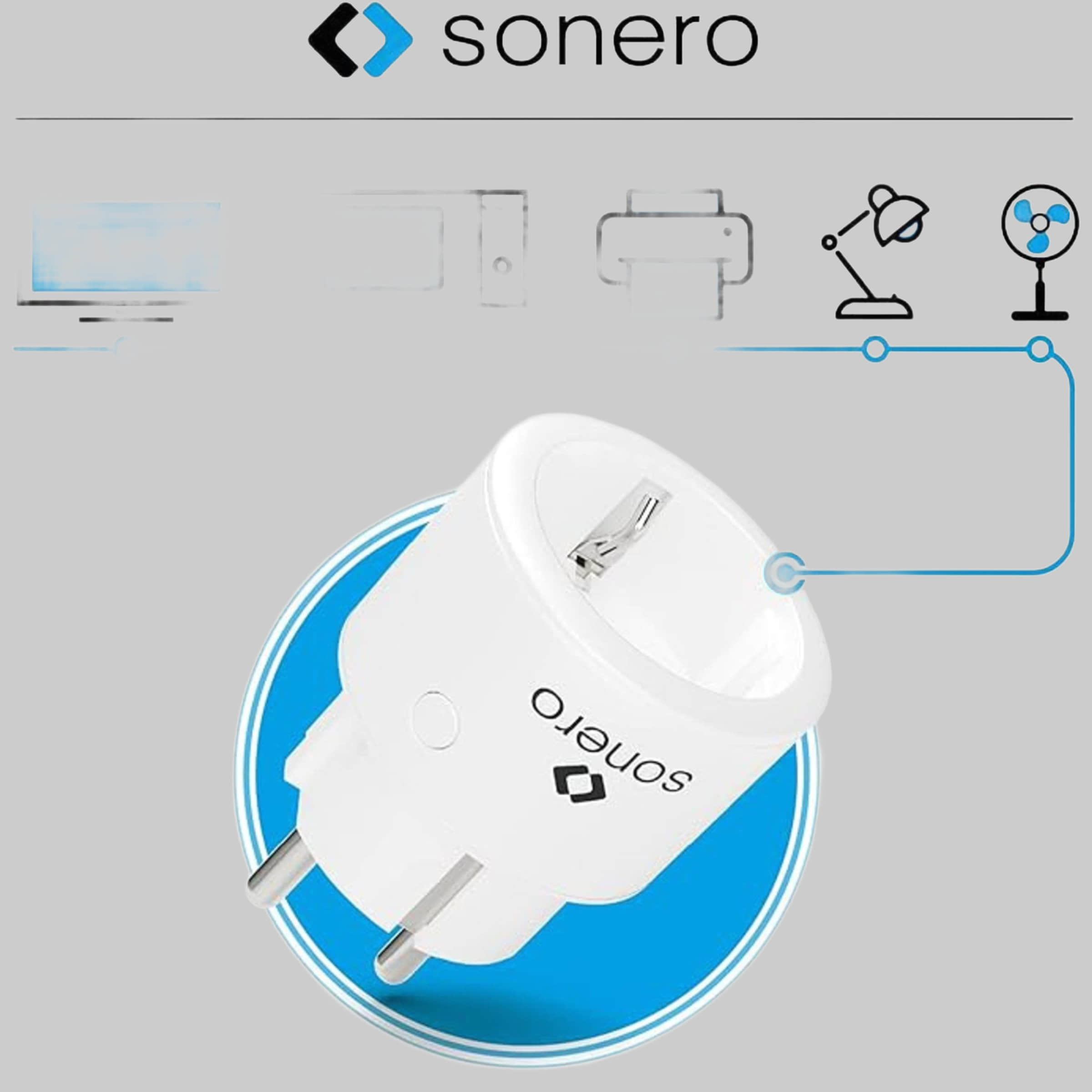 sonero Bauen & Renovieren SONERO S-RCS102 Funksteckdosen-Set weiß | 1x Fernbedienung + 3x Steckdosen | 2300W | 30m Reichweite | Werkzeuglose Installation