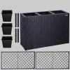 STILISTA Polyrattan Pflanzkübel Set mit 3 Innentöpfen & Rankgitter | 130x84x29 cm | Wetterfester Blumenkasten für Balkon & Garten | Schwarz/Creme/Braun/Grau Schwarz Garten & Balkon STILISTA