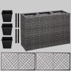 STILISTA STILISTA Polyrattan Pflanzkübel Set mit 3 Innentöpfen & Rankgitter | 130x84x29 cm | Wetterfester Blumenkasten für Balkon & Garten | Schwarz/Creme/Braun/Grau Grau Garten & Balkon