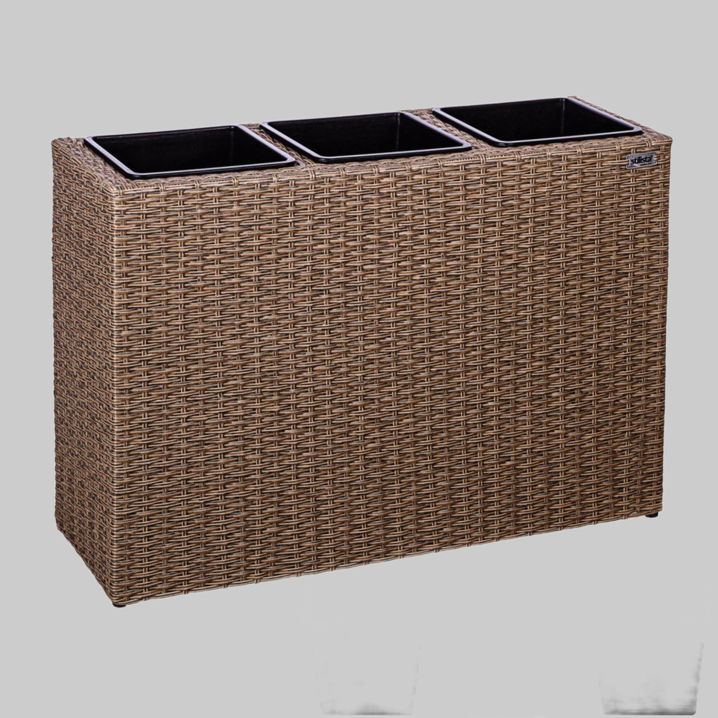 STILISTA Garten & Balkon STILISTA Premium Pflanzkübel aus Polyrattan mit 3 Innentöpfen (84x60x29 cm) – Wetterfester Blumenkübel für Balkon & Garten in 4 Farben Creme