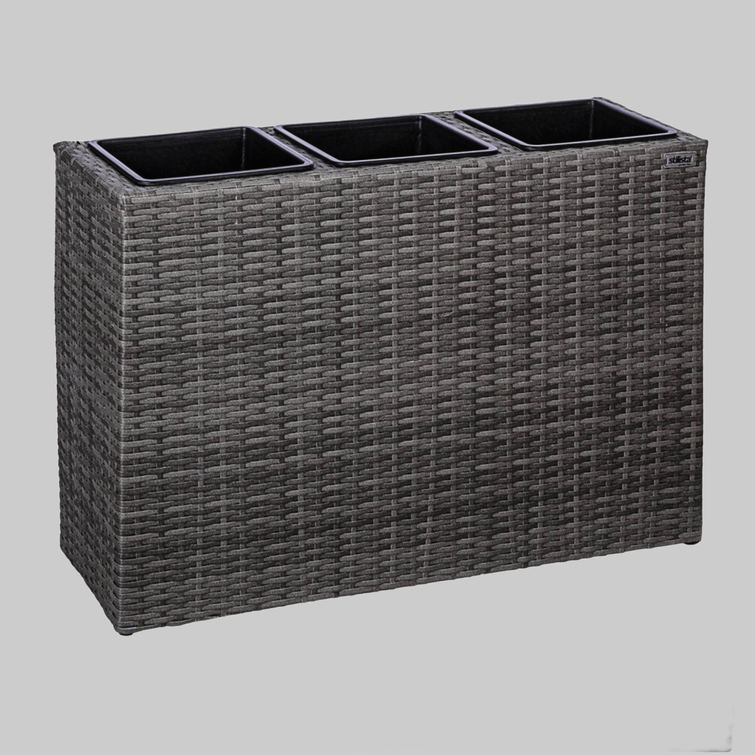 STILISTA Premium Pflanzkübel aus Polyrattan mit 3 Innentöpfen (84x60x29 cm) – Wetterfester Blumenkübel für Balkon & Garten in 4 Farben Grau STILISTA Garten & Balkon