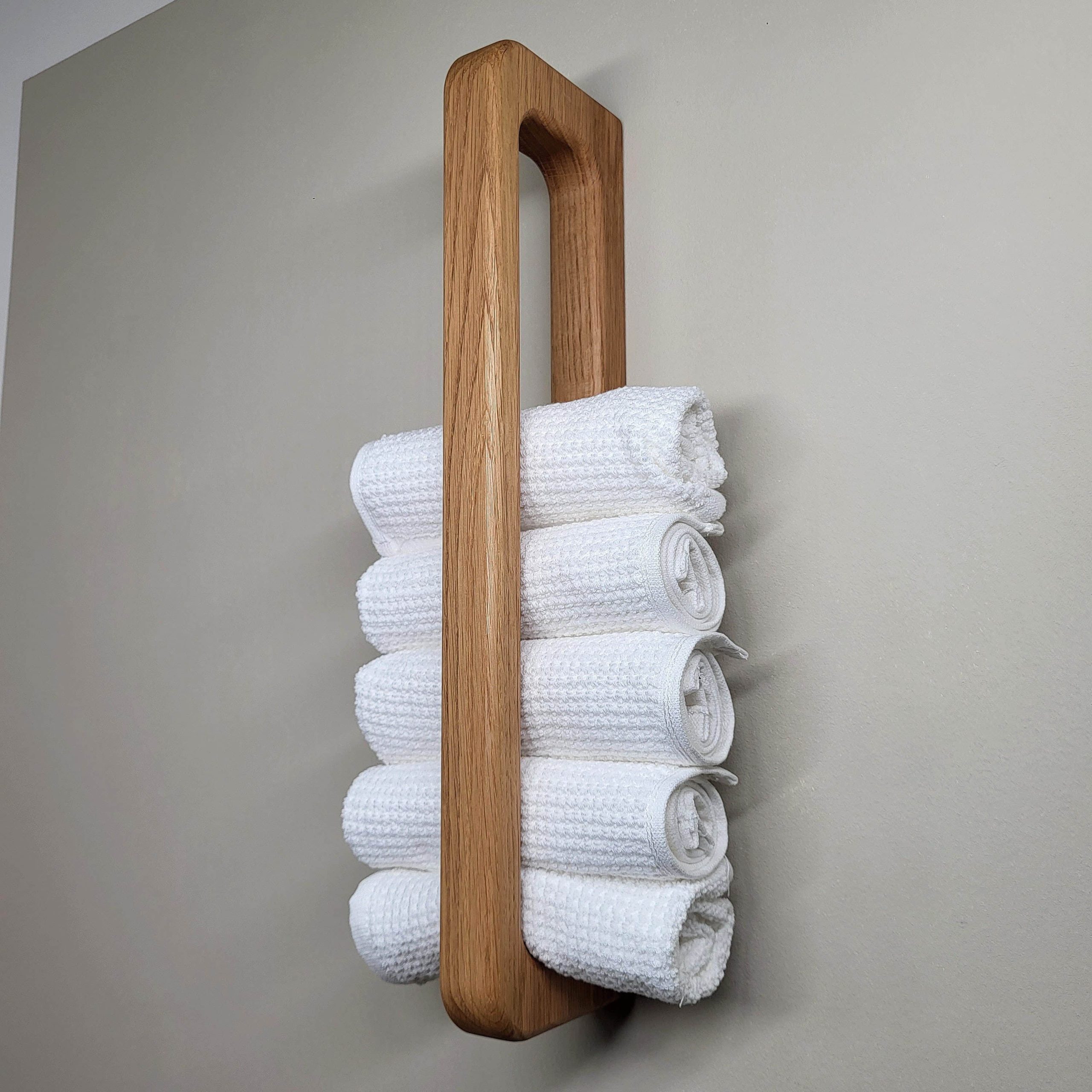 ScandiHooks Handtuchhalter aus massivem Eichenholz - Skandinavisches Design Made in Germany (40 cm, natürliche Maserung) ScandiHooks Bad & Sanitär
