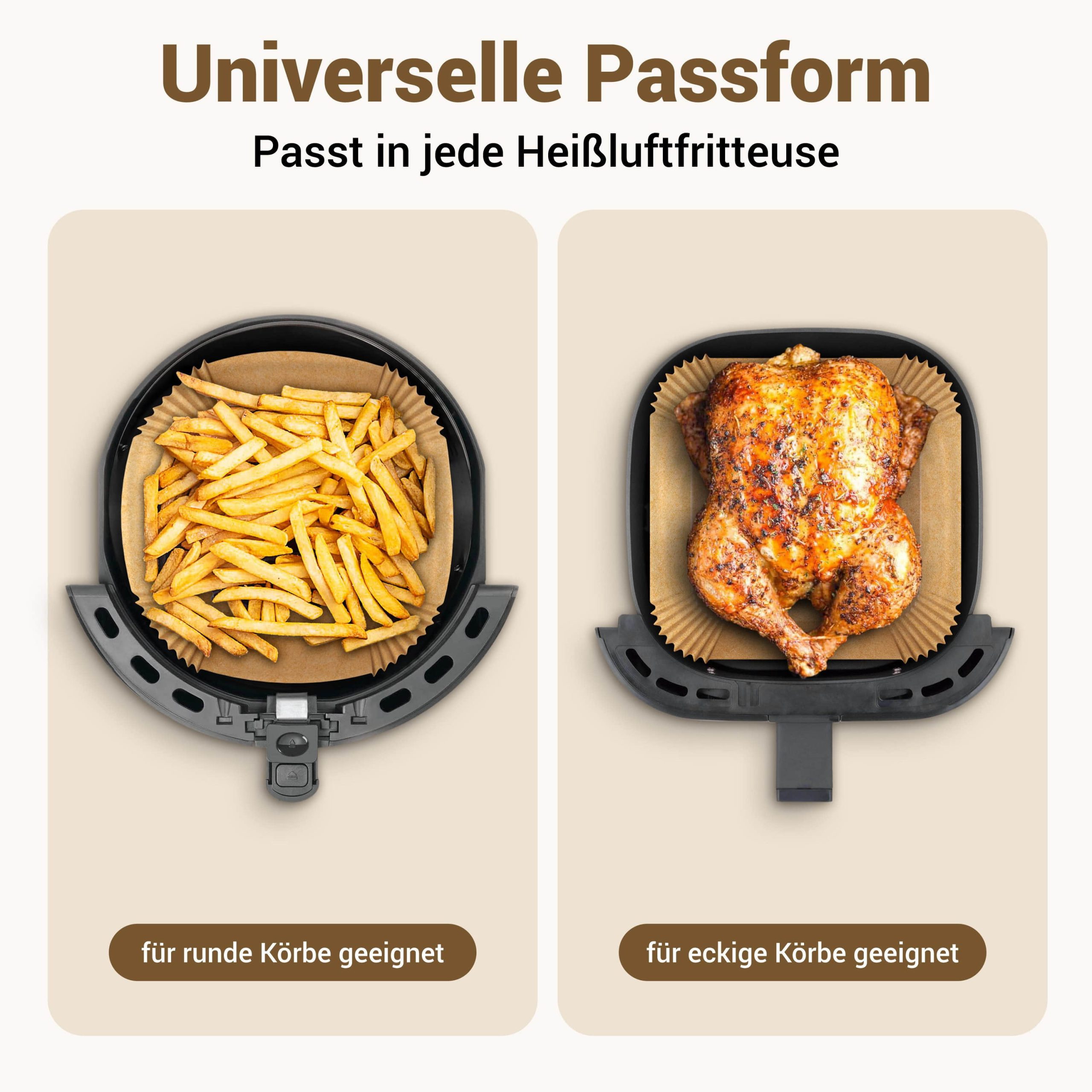 Smart-Planet Backpapier für Heißluftfritteuse 100 Stück (20-24cm) – Antihaft-Beschichtung, hitzebeständig bis 230°C, kompatibel mit Philips, Ninja, Tefal & mehr Smart-Planet Koch- & Backzubehör