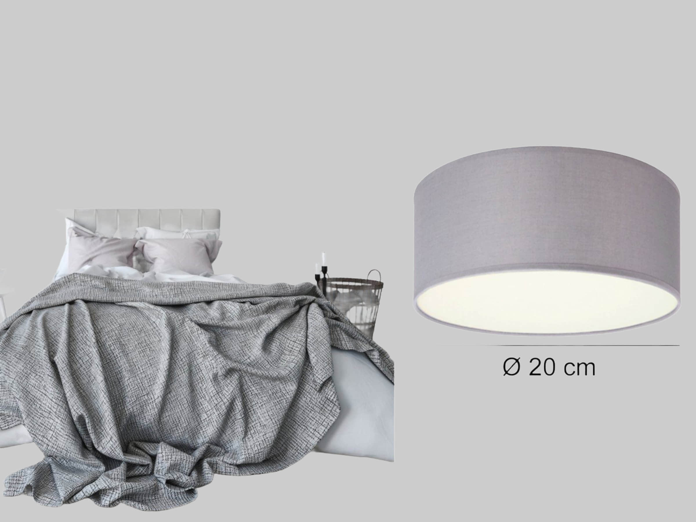 Smartwares LED Deckenleuchte mit Stoffschirm Grau | Dimmbar & wechselbare LEDs | Warmweiß 3000K | Ø20cm | Ideal für Treppenhaus & Wohnzimmer Grau smartwares Lampen