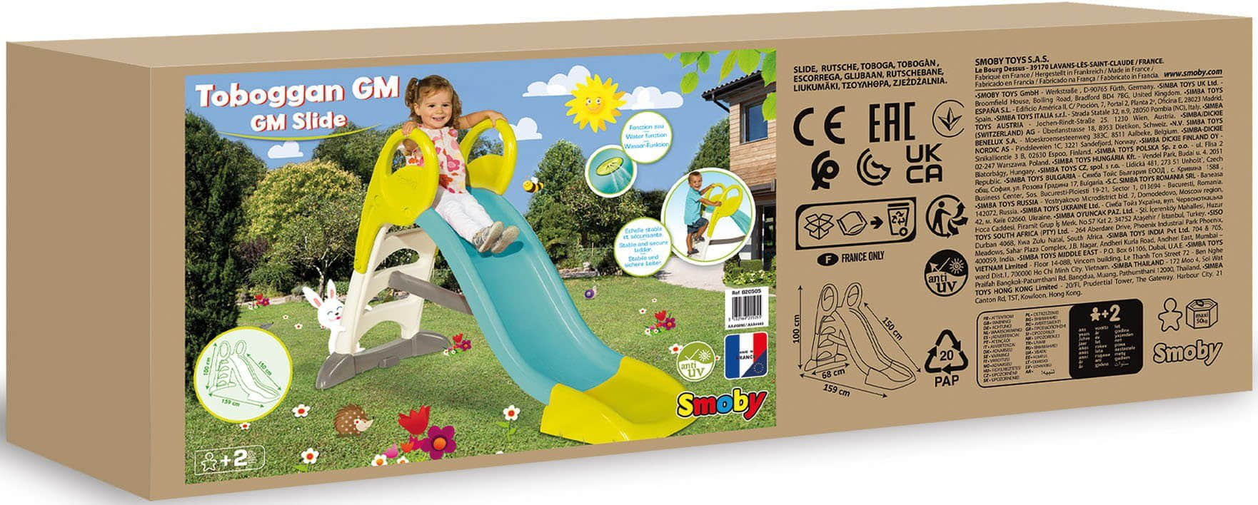 Garten & Balkon Smoby Smoby Life GM Slide with Water Connection | 150cm Slide Length | UV-Resistant Outdoor Play | Ages 2+ | Made in Europe