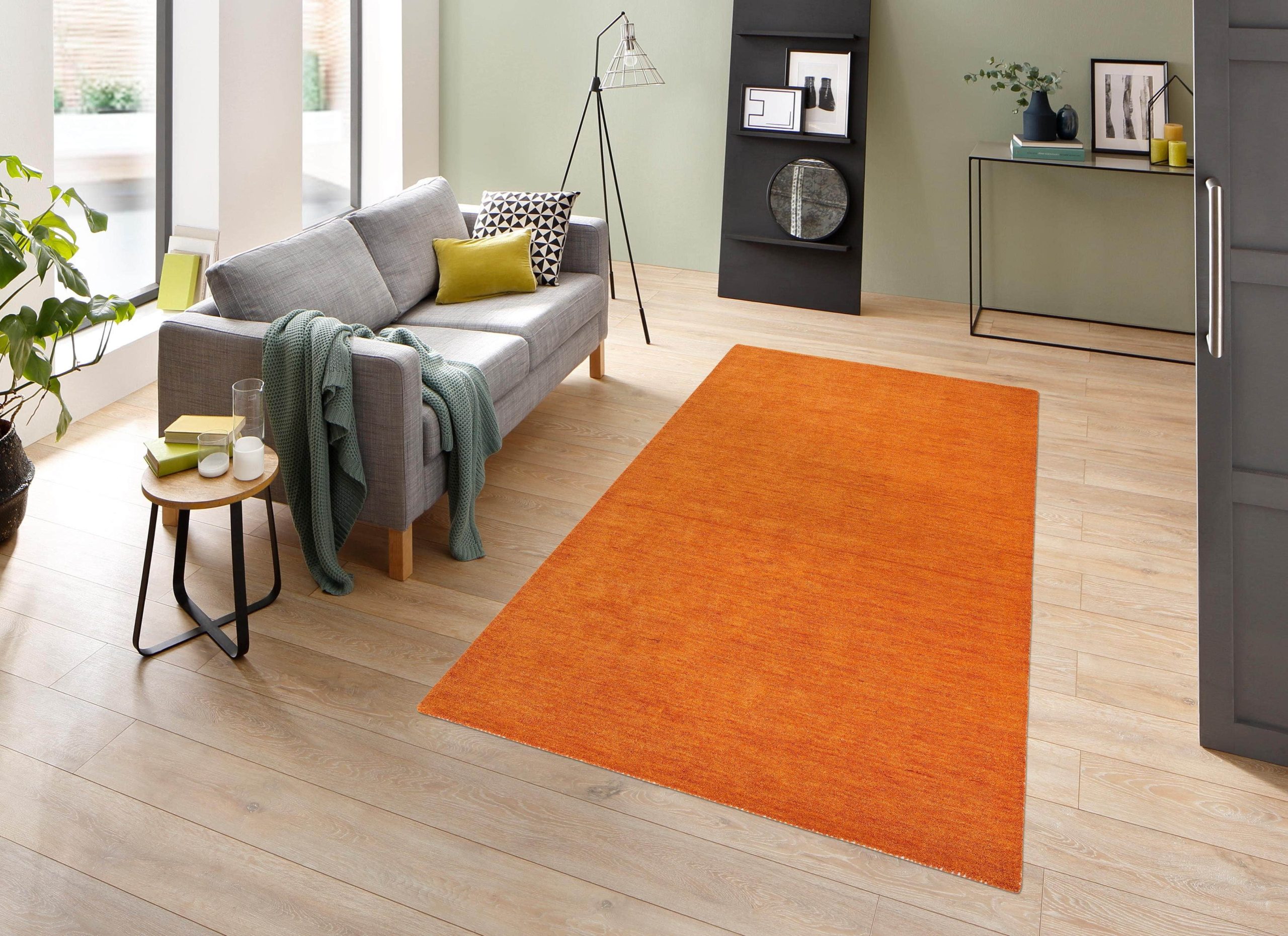 THEKO Teppiche THEKO Gabbeh Uni Wollteppich | Handgewebt aus reiner Schurwolle | 14 mm Florhöhe | Rechteckig/Rund | Wohnzimmerteppich, Läufer | Nomaden-Design mit lebendiger Farbmelierung terra